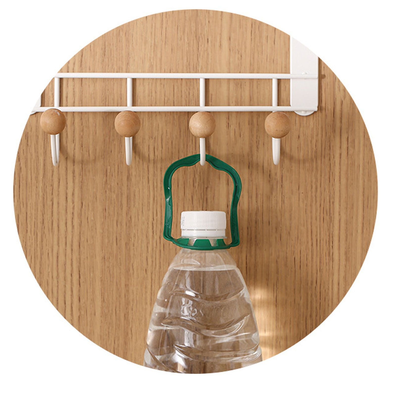 Back Door Hooks Chinese Cherry Iron Punch Free Horizontal White Door Towel Hanger Rack for Home Hats Storage 4 Hooks