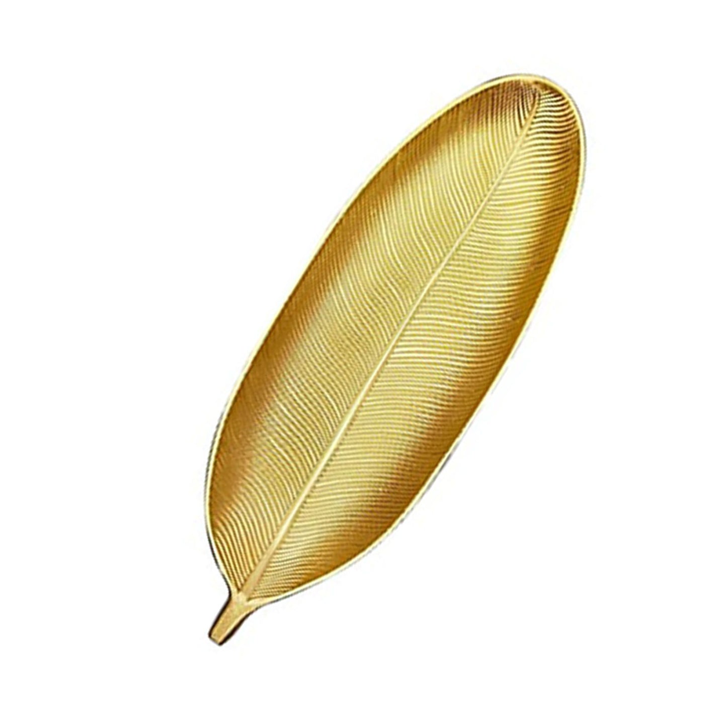 Fruit Plate Golden Style Leaf Shape Brushed Appearance Compact Density Board Serving Dessert Plate for Home L