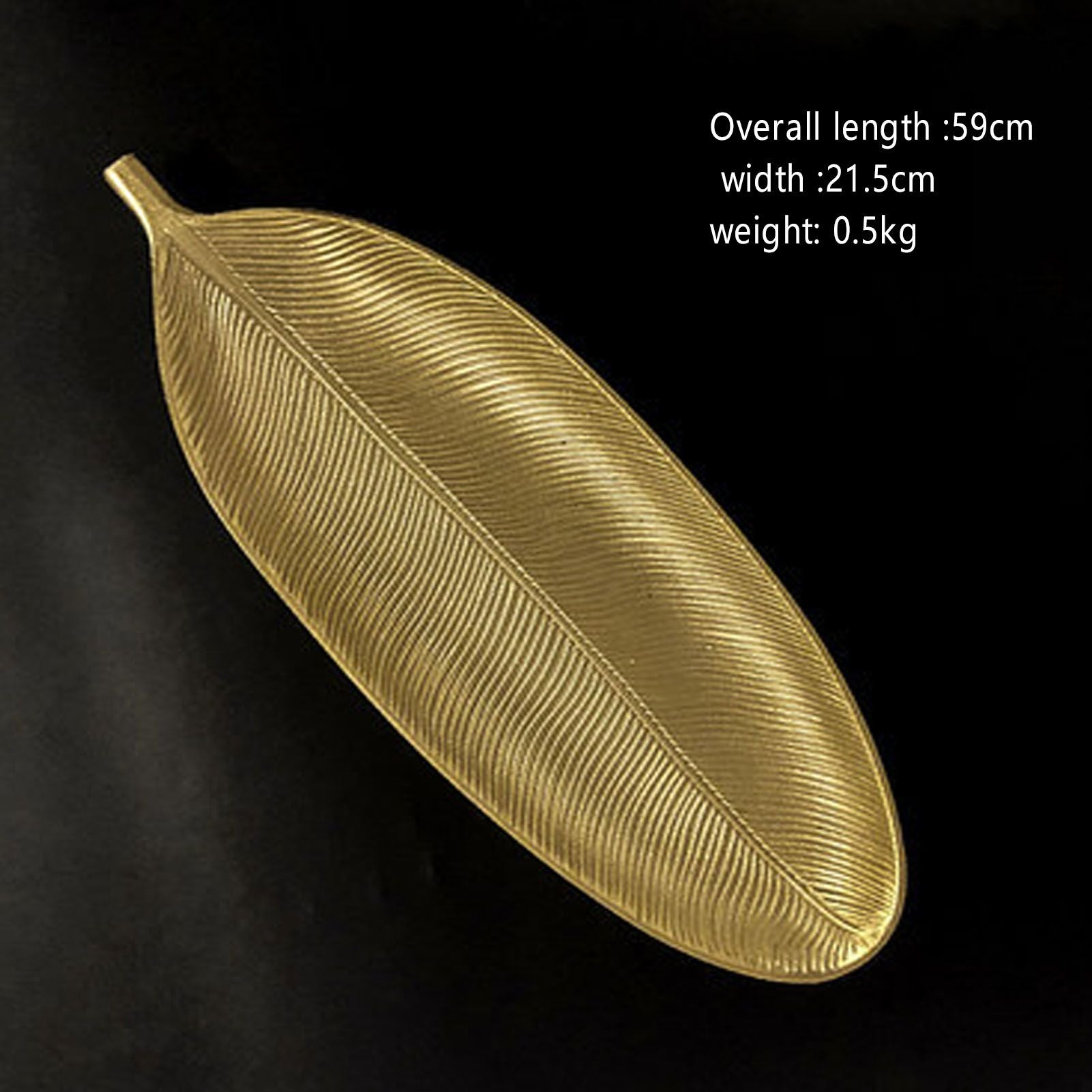 Fruit Plate Golden Style Leaf Shape Brushed Appearance Compact Density Board Serving Dessert Plate for Home L