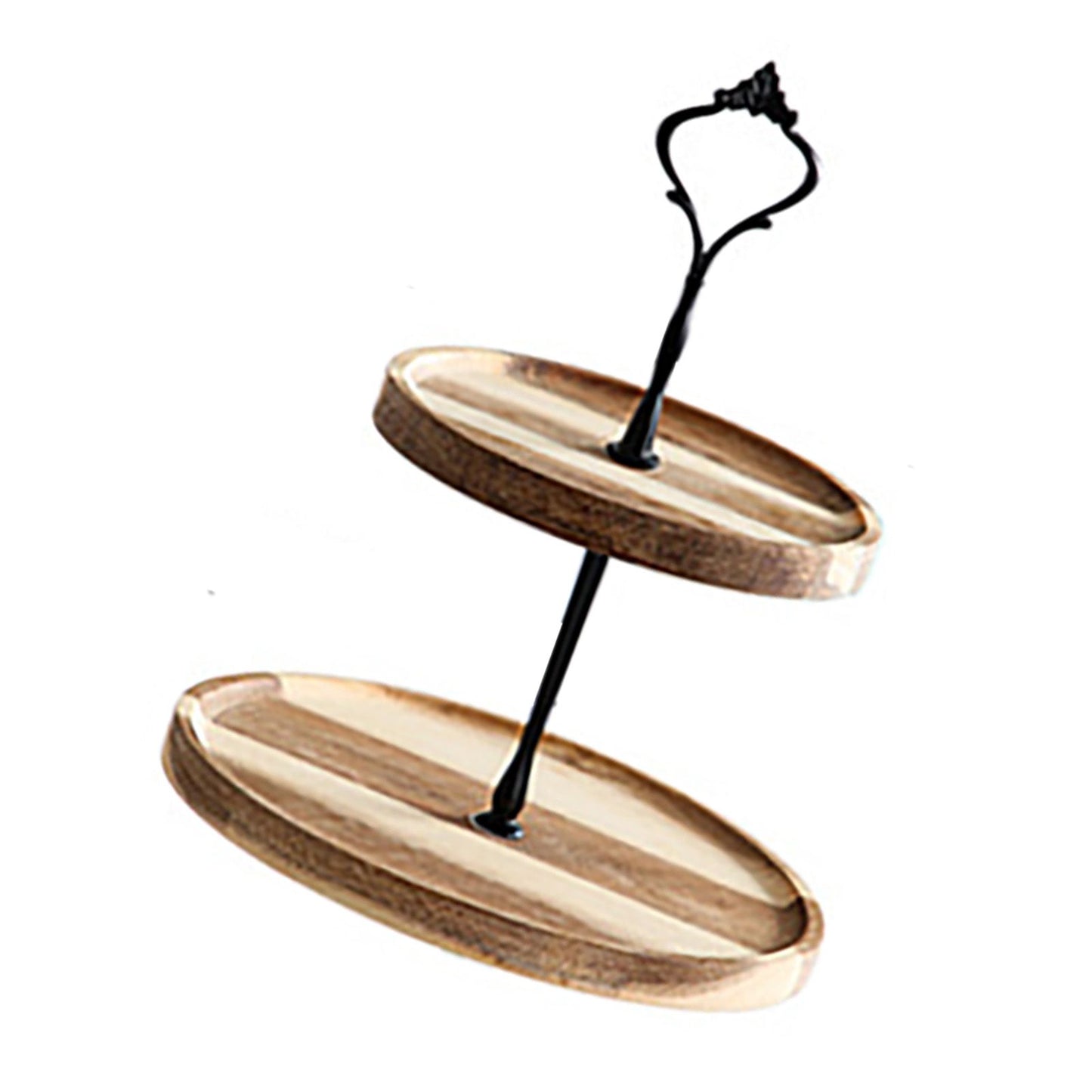 Wood Dessert Stand Rack Environmental Simple Vintage Wooden Dessert Display Tray Stand for Dessert Fruit Cake Snack Black Crown 2 Layers, Small