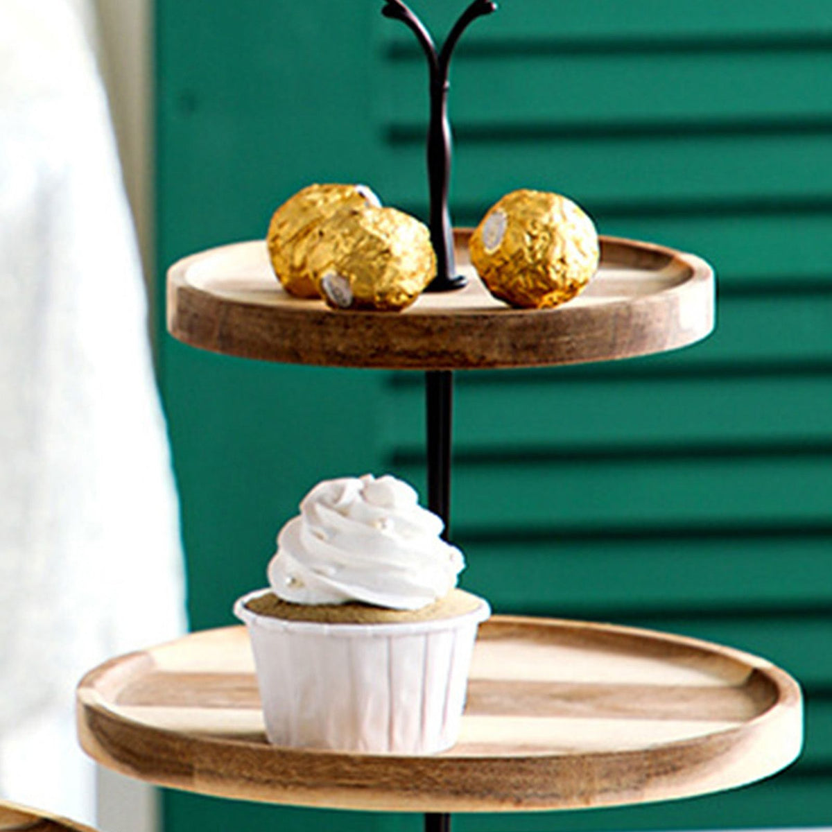 Wood Dessert Stand Rack Environmental Simple Vintage Wooden, Black