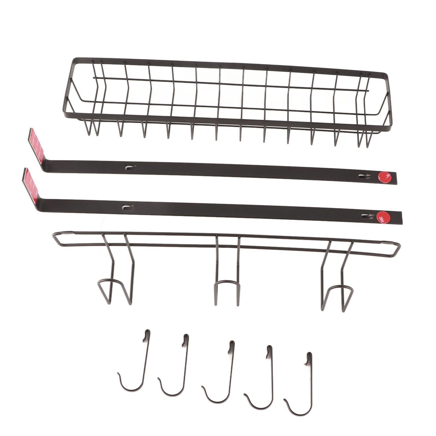 Refrigerator Hanging Shelf Nail Free with Hooks Black Refrigerator Spice Rack for Home Kitchen Double Layer