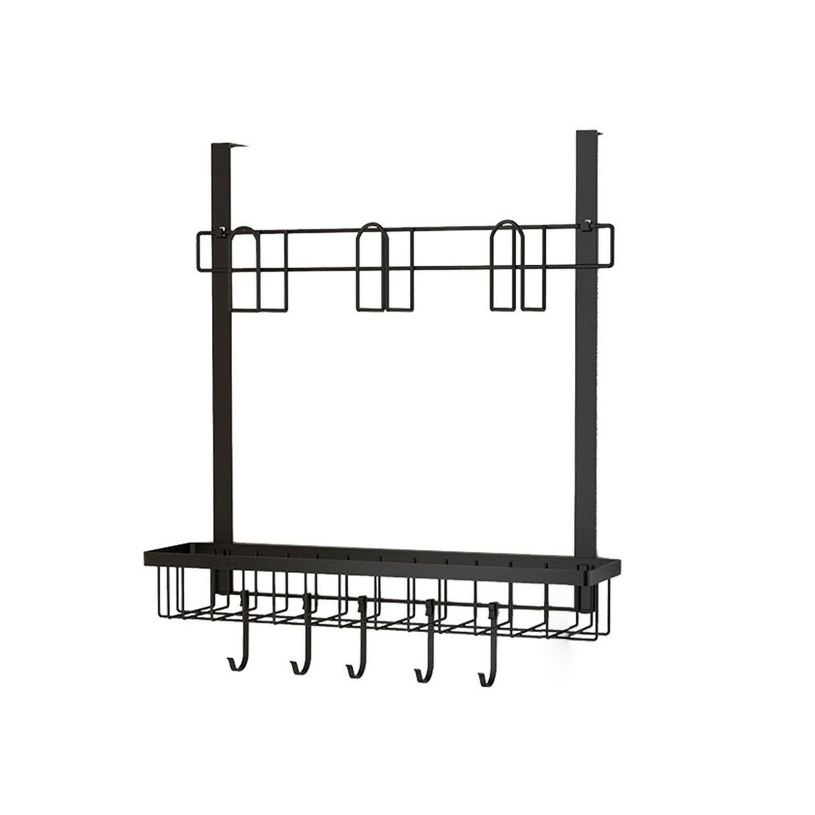 Refrigerator Hanging Shelf Nail Free with Hooks Black Refrigerator Spice Rack for Home Kitchen Double Layer