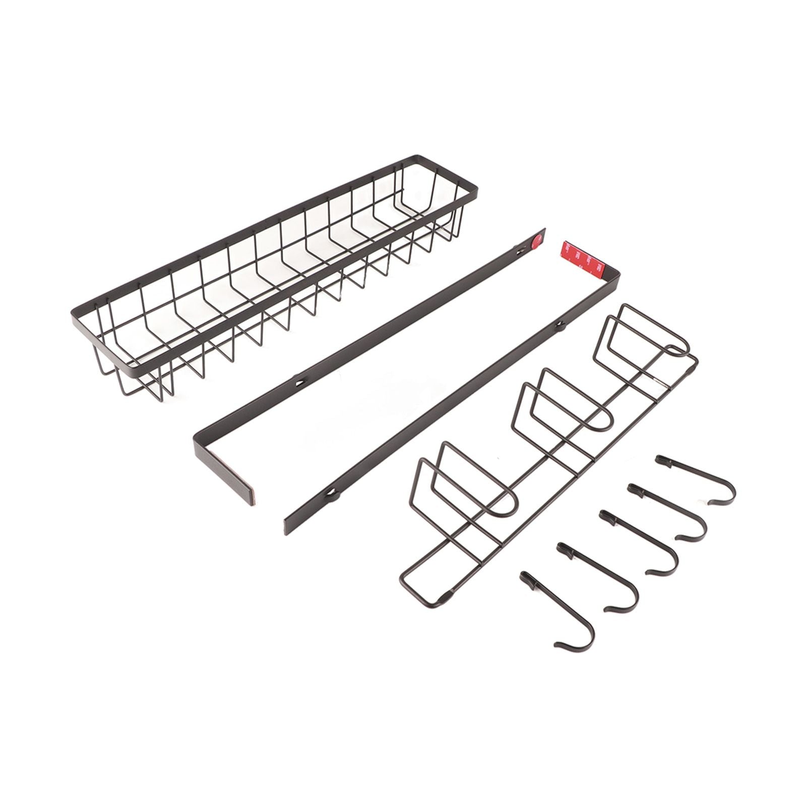 Refrigerator Hanging Shelf Nail Free with Hooks Black Refrigerator Spice Rack for Home Kitchen Double Layer