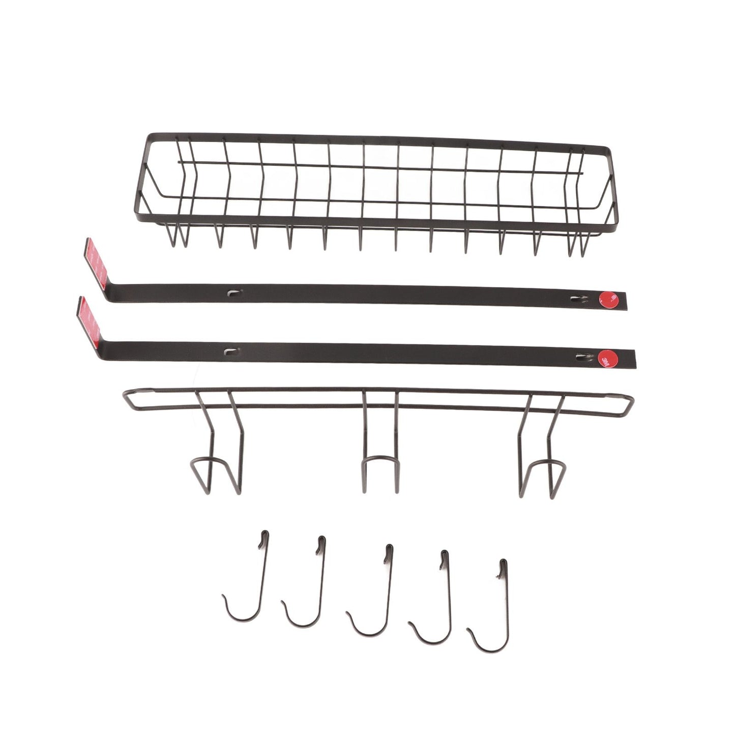 Refrigerator Hanging Shelf Nail Free with Hooks Black Refrigerator Spice Rack for Home Kitchen Double Layer