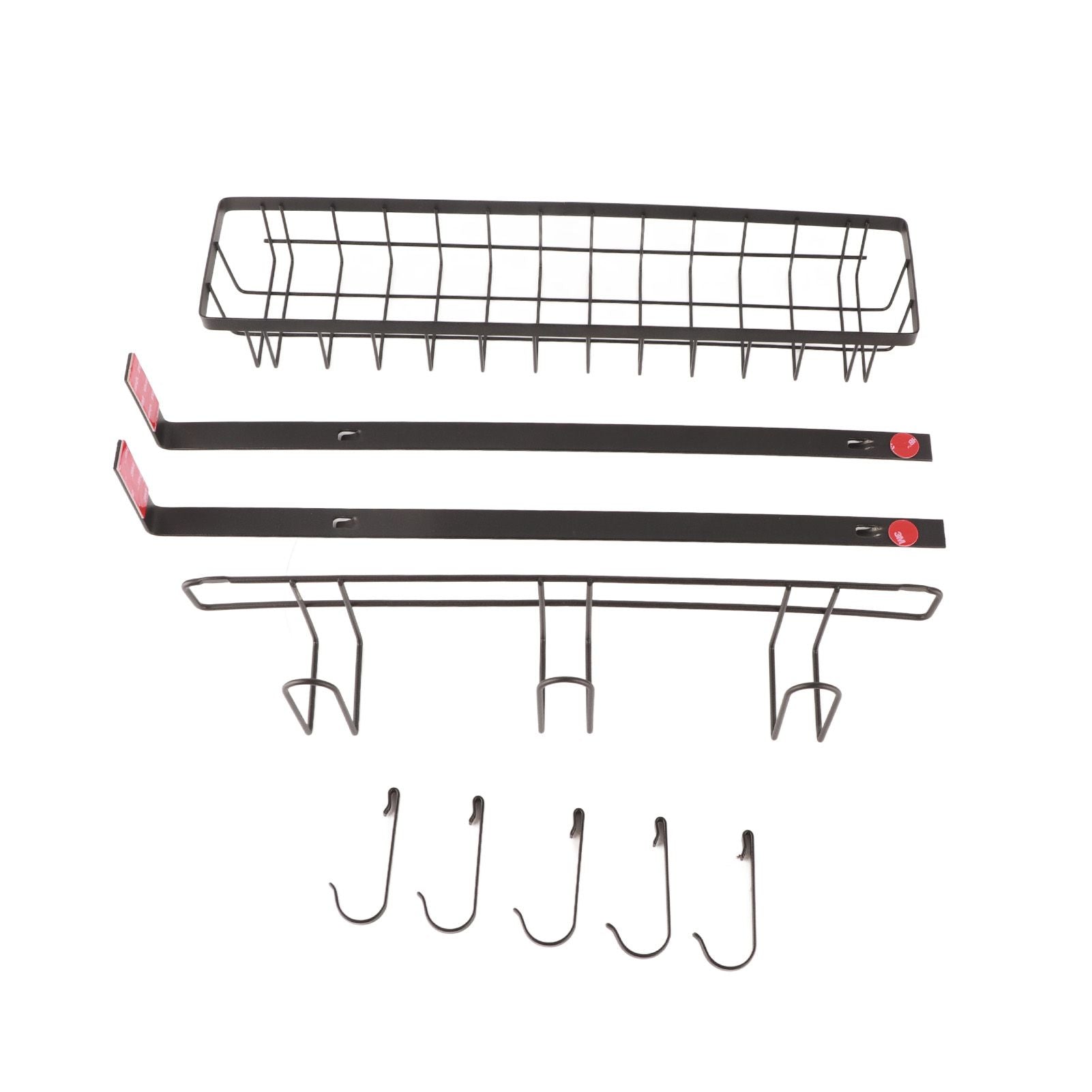 Refrigerator Hanging Shelf Nail Free with Hooks Black Refrigerator Spice Rack for Home Kitchen Double Layer