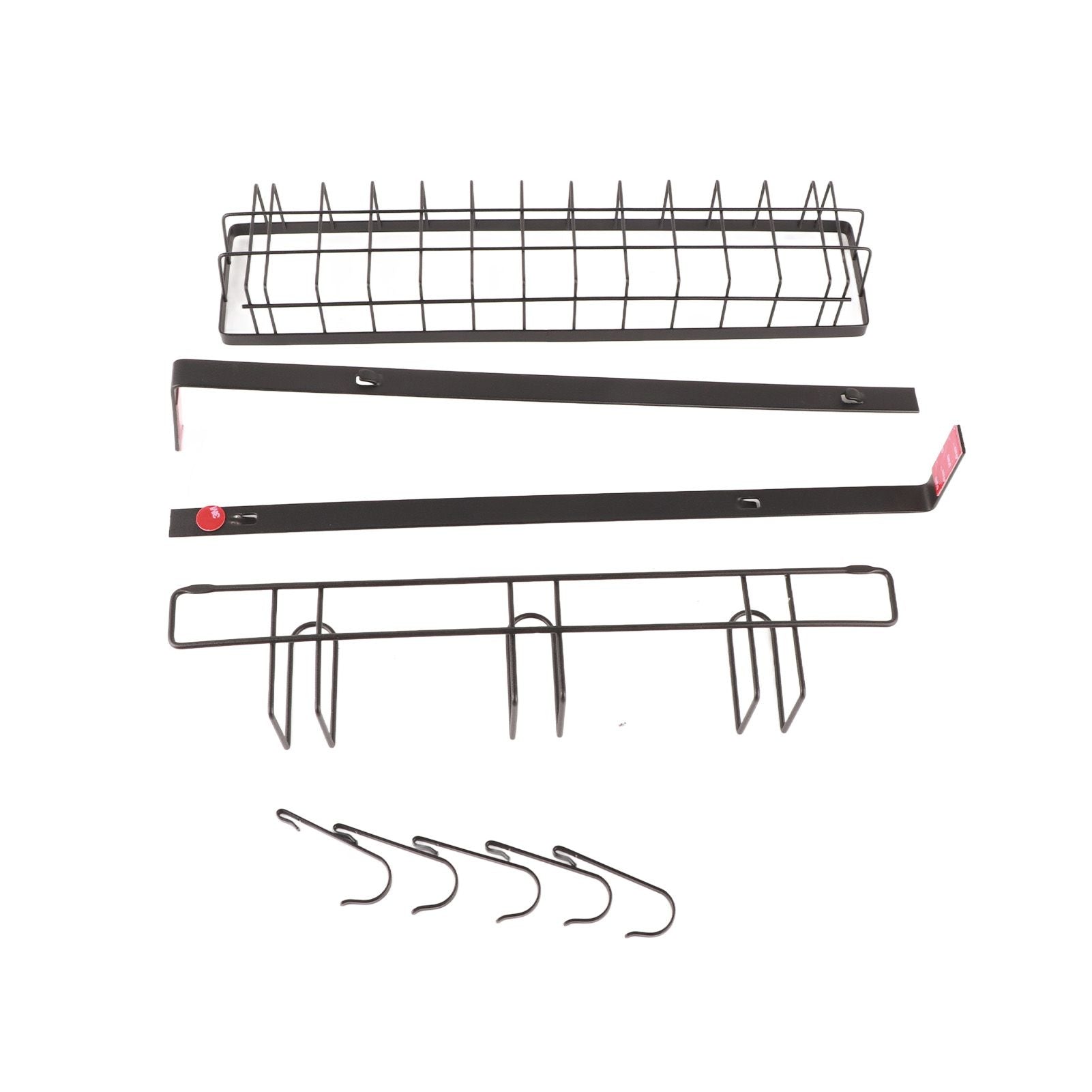 Refrigerator Hanging Shelf Nail Free with Hooks Black Refrigerator Spice Rack for Home Kitchen Double Layer
