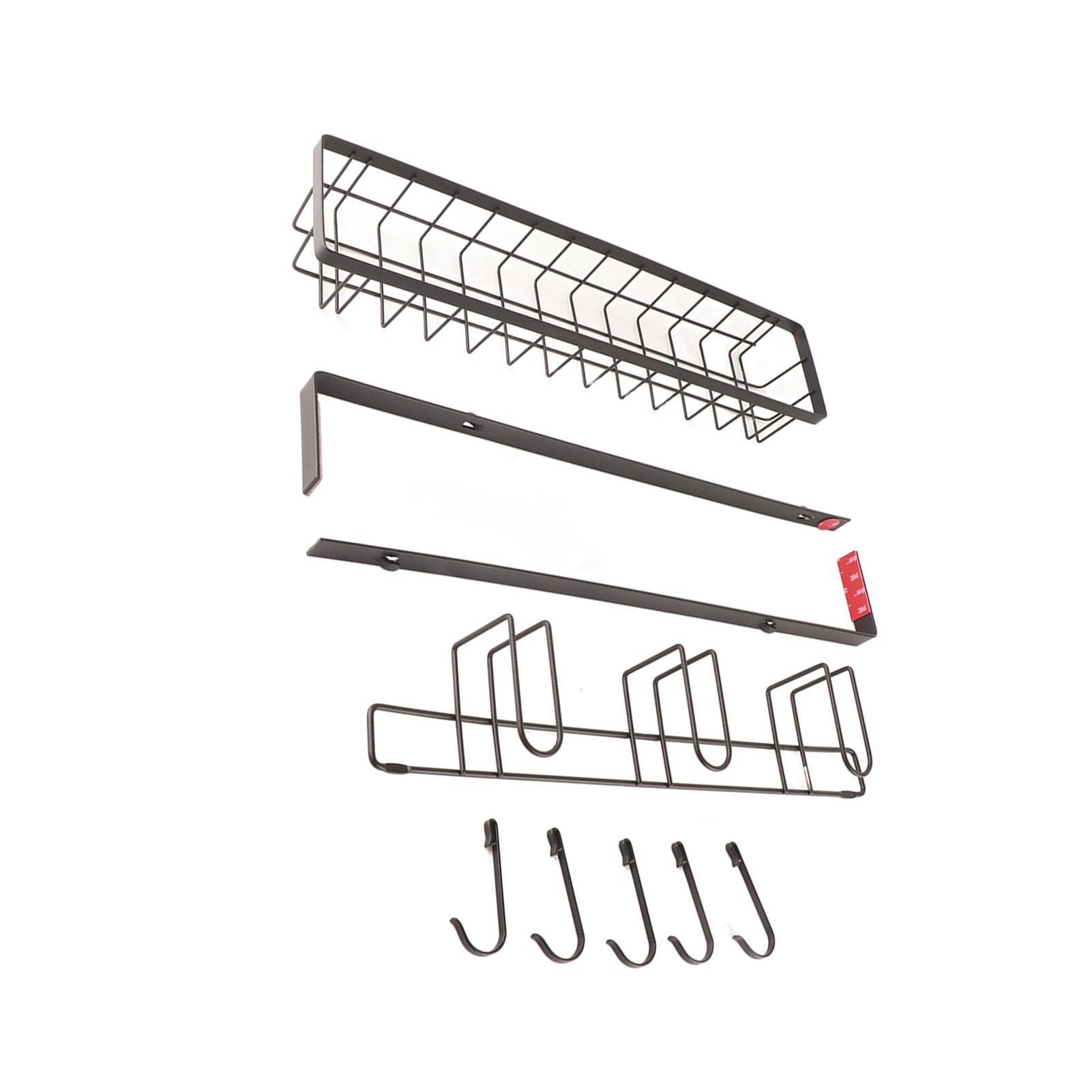 Refrigerator Hanging Shelf Nail Free with Hooks Black Refrigerator Spice Rack for Home Kitchen Double Layer