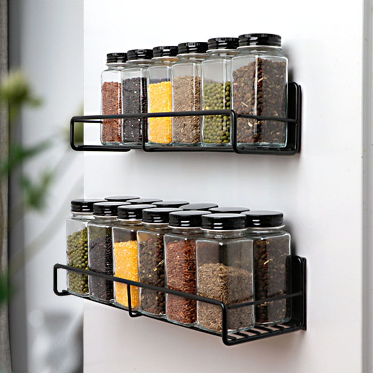 Wall Mounted Magnetic Shelf Refrigerator Punch Free Seasoning