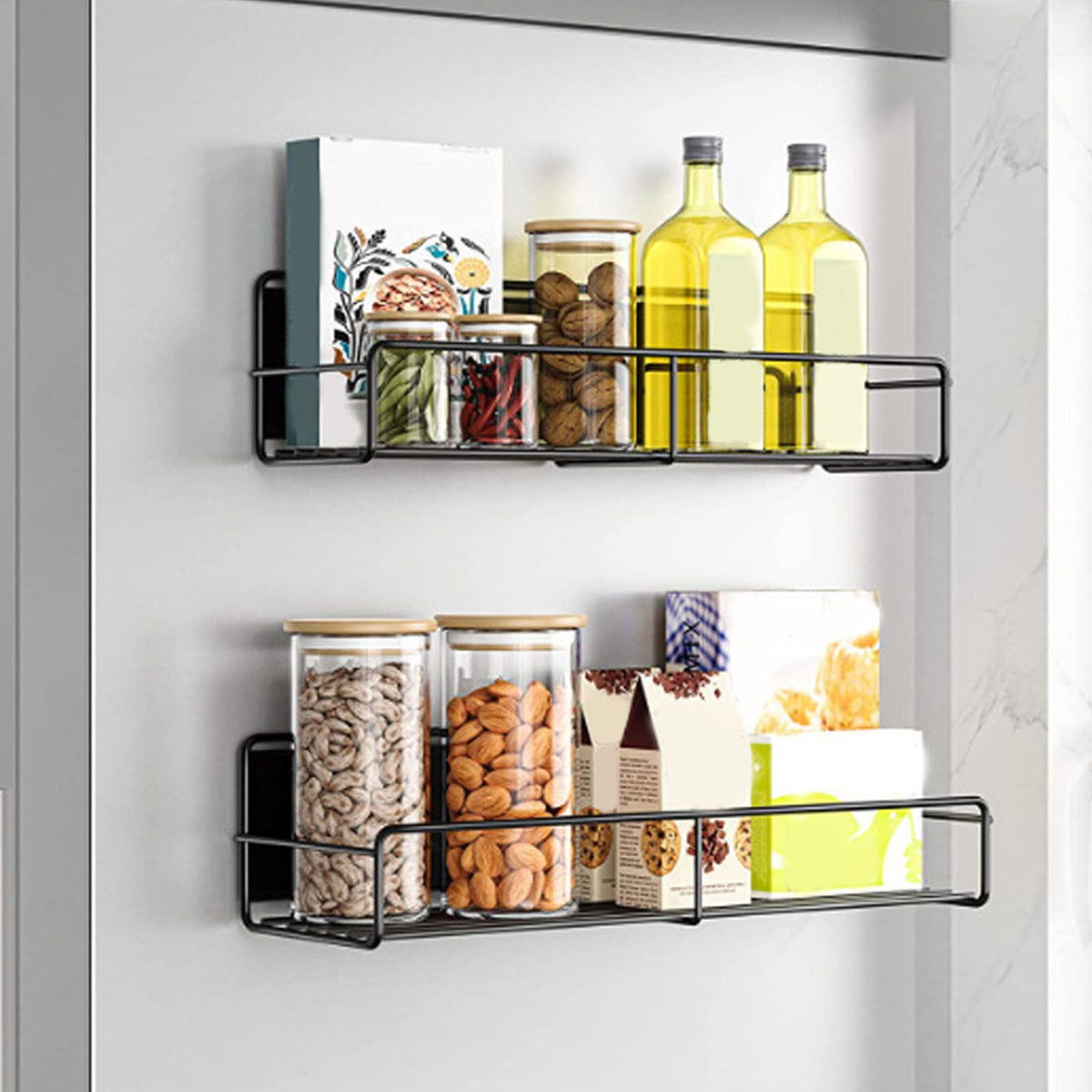 Wall Mounted Magnetic Shelf Refrigerator Punch Free Seasoning