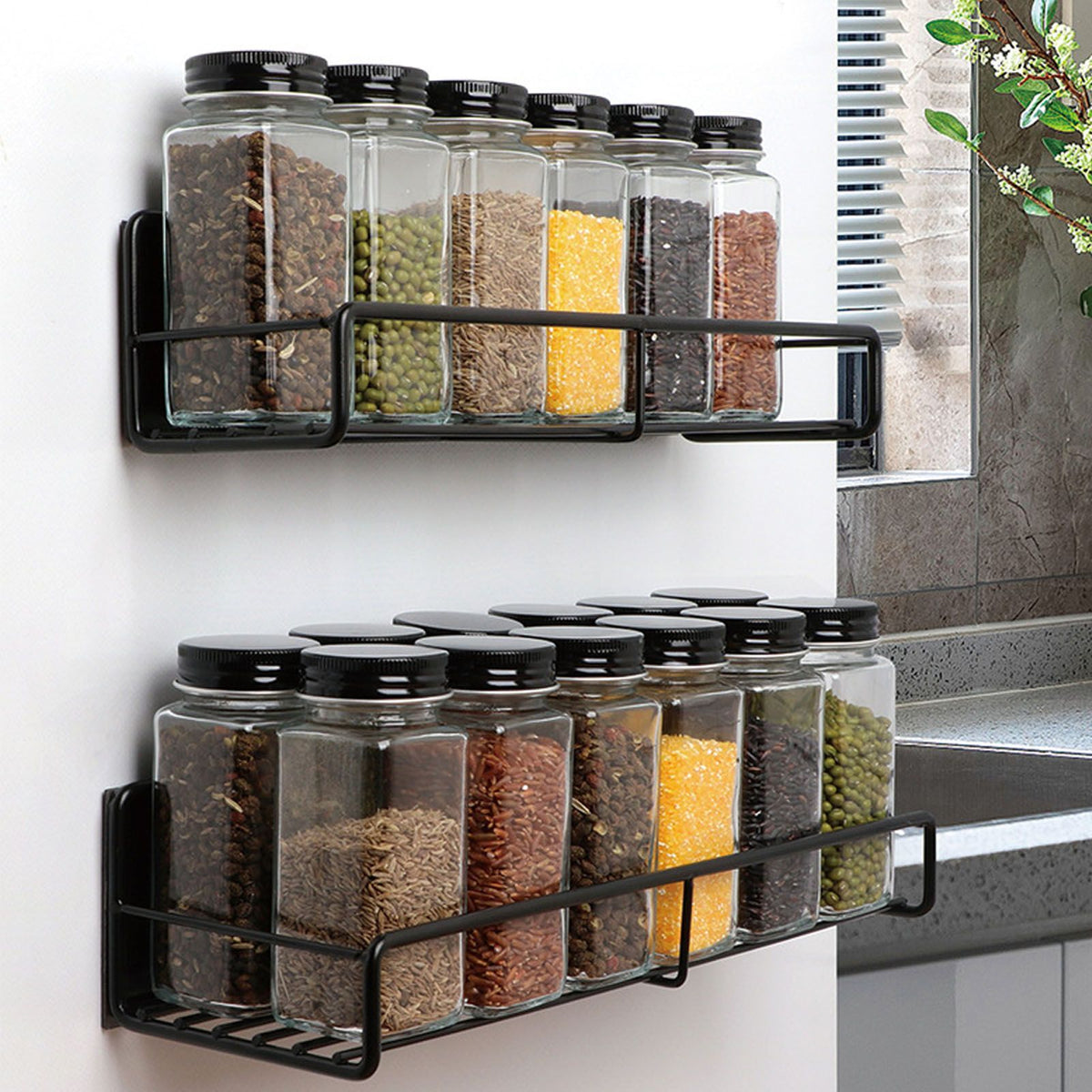 Wall Mounted Magnetic Shelf Refrigerator Punch Free Seasoning