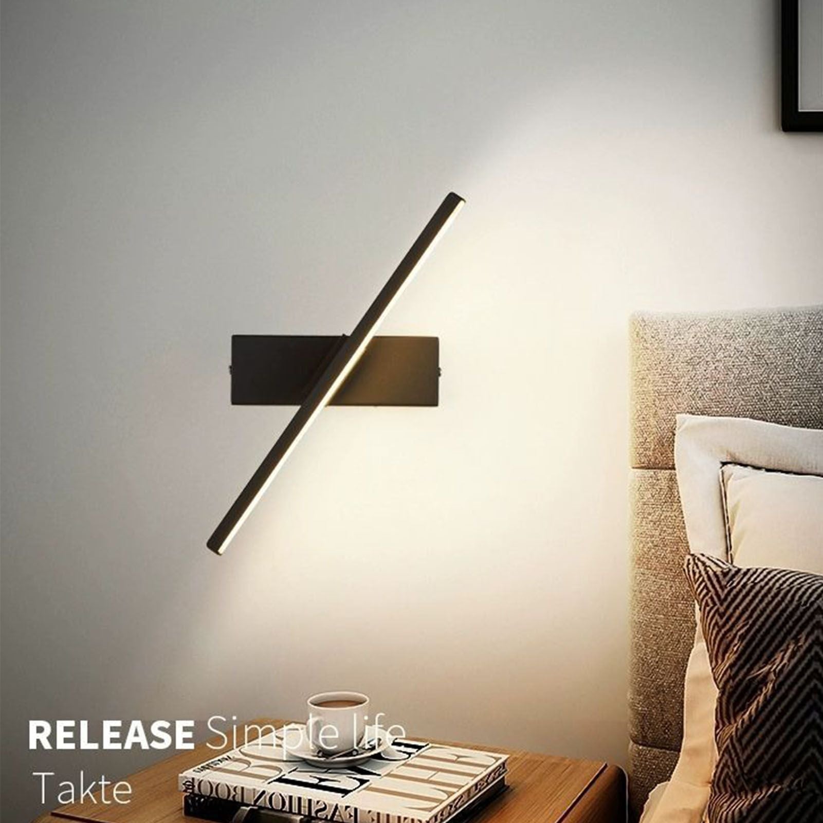 Bedroom Rotating Wall Lamp Iron Shell High Temperature Baking Surface Anti Corrosion Bedside Lamp for Home Warm Light Black