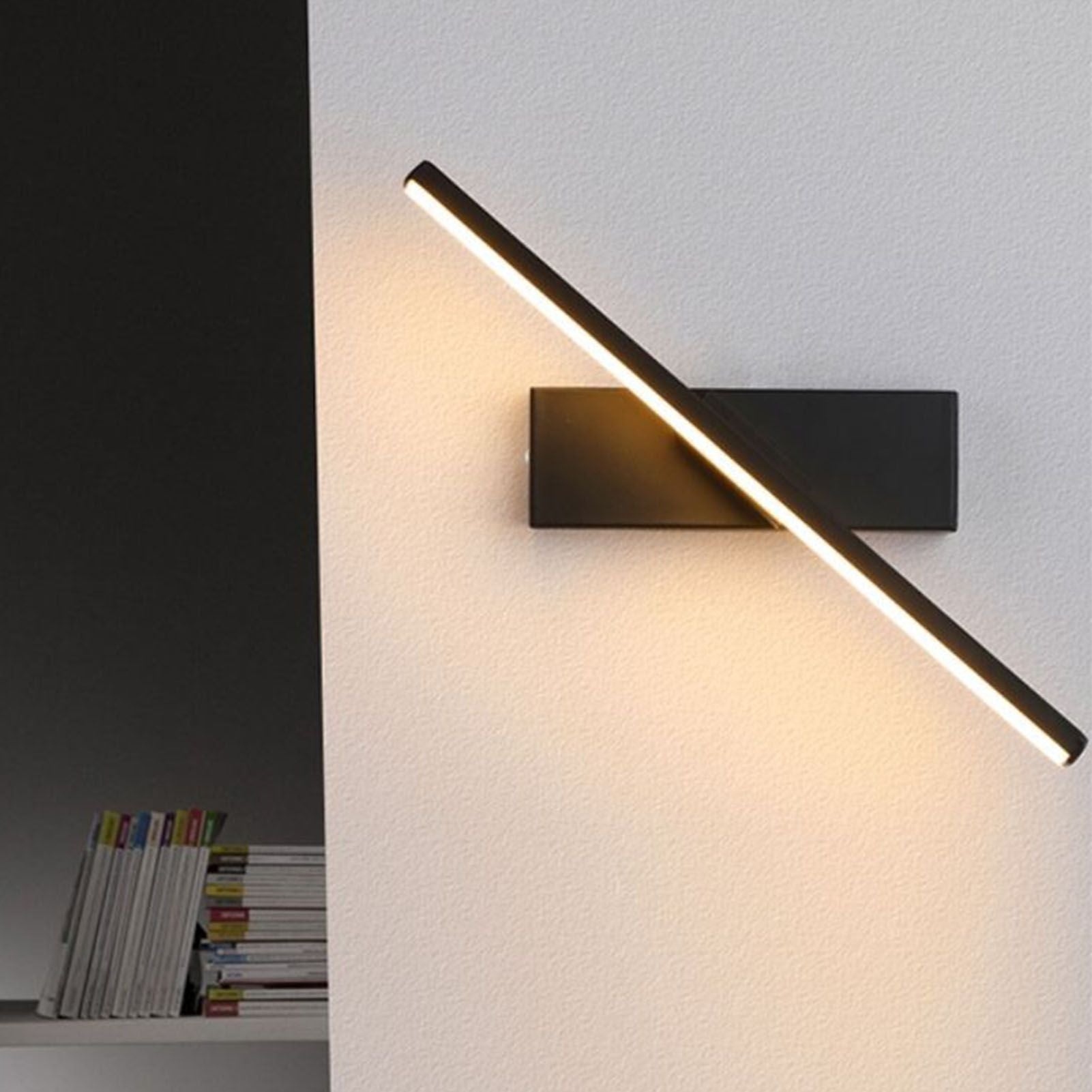 Bedroom Rotating Wall Lamp Iron Shell High Temperature Baking Surface Anti Corrosion Bedside Lamp for Home Warm Light Black