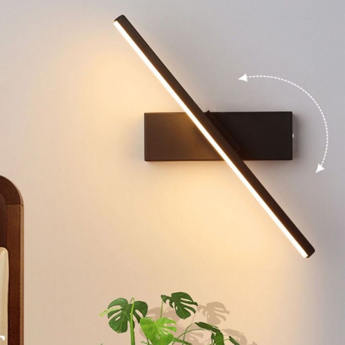 Bedroom Rotating Wall Lamp Iron Shell High Temperature Baking Surface Anti Corrosion Bedside Lamp for Home Warm Light Black