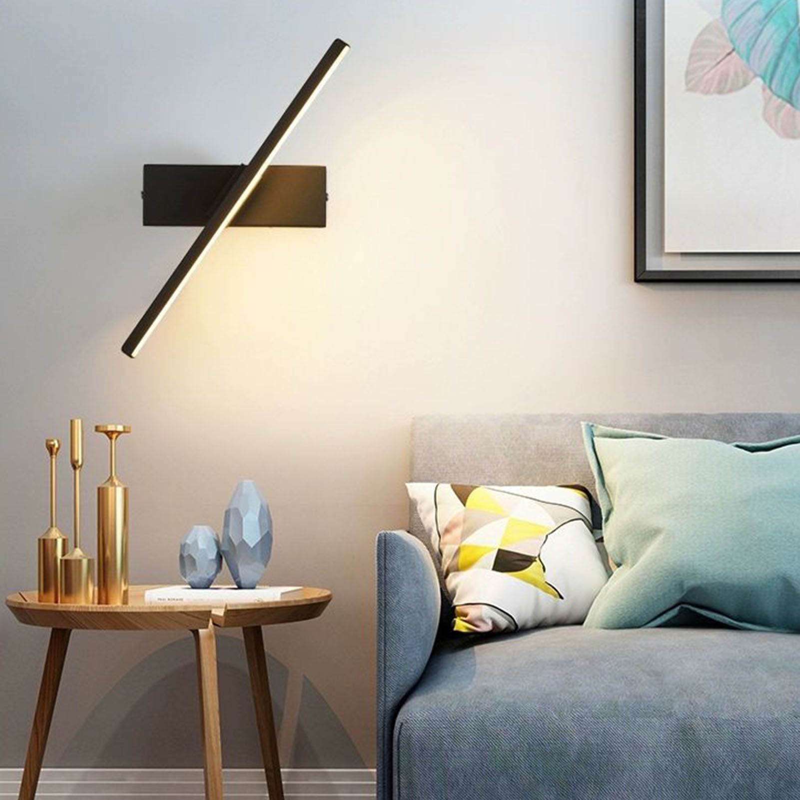 Bedroom Rotating Wall Lamp Iron Shell High Temperature Baking Surface Anti Corrosion Bedside Lamp for Home Warm Light Black