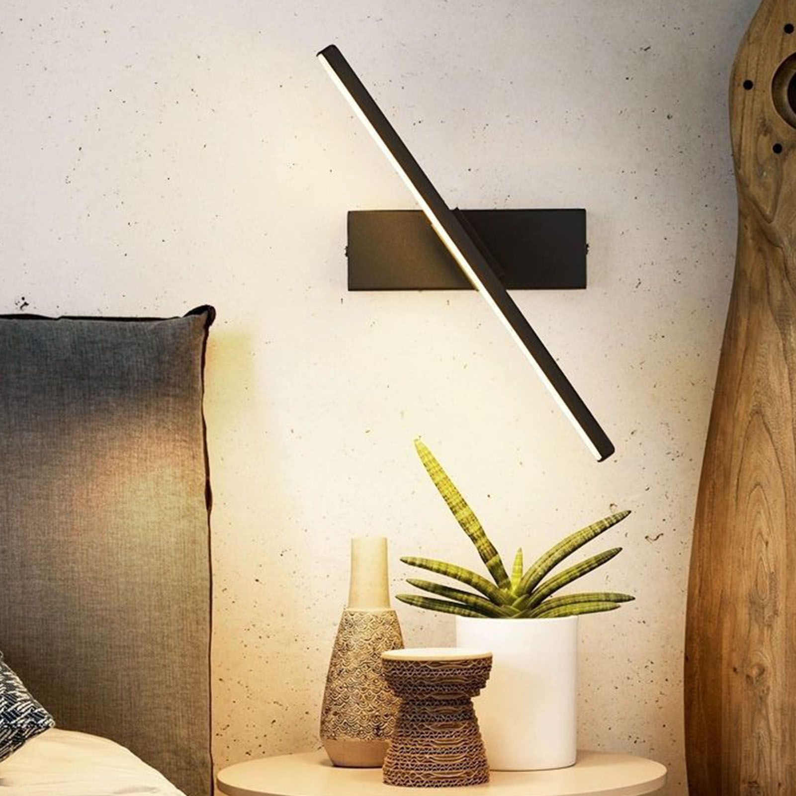 Bedroom Rotating Wall Lamp Iron Shell High Temperature Baking Surface Anti Corrosion Bedside Lamp for Home Warm Light Black