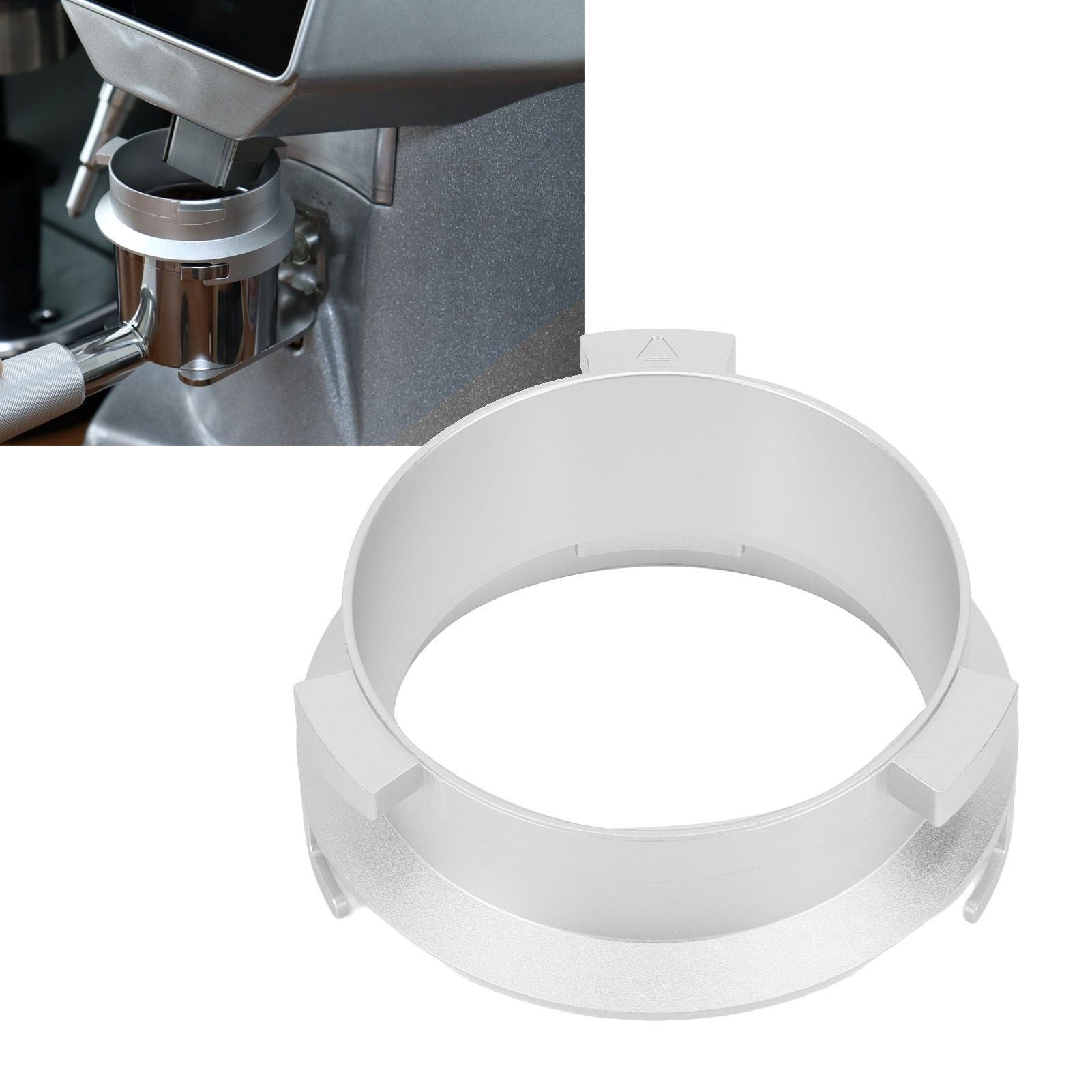 Coffee Powder Ring 51mm Aluminium Alloy Hands Free Dosing Funnel For Delonghi 9 Series 9335 9155 9355 9665 Silver
