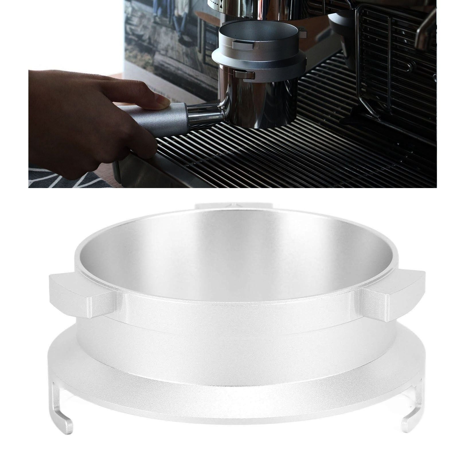 Coffee Powder Ring 51mm Aluminium Alloy Hands Free Dosing Funnel For Delonghi 9 Series 9335 9155 9355 9665 Silver