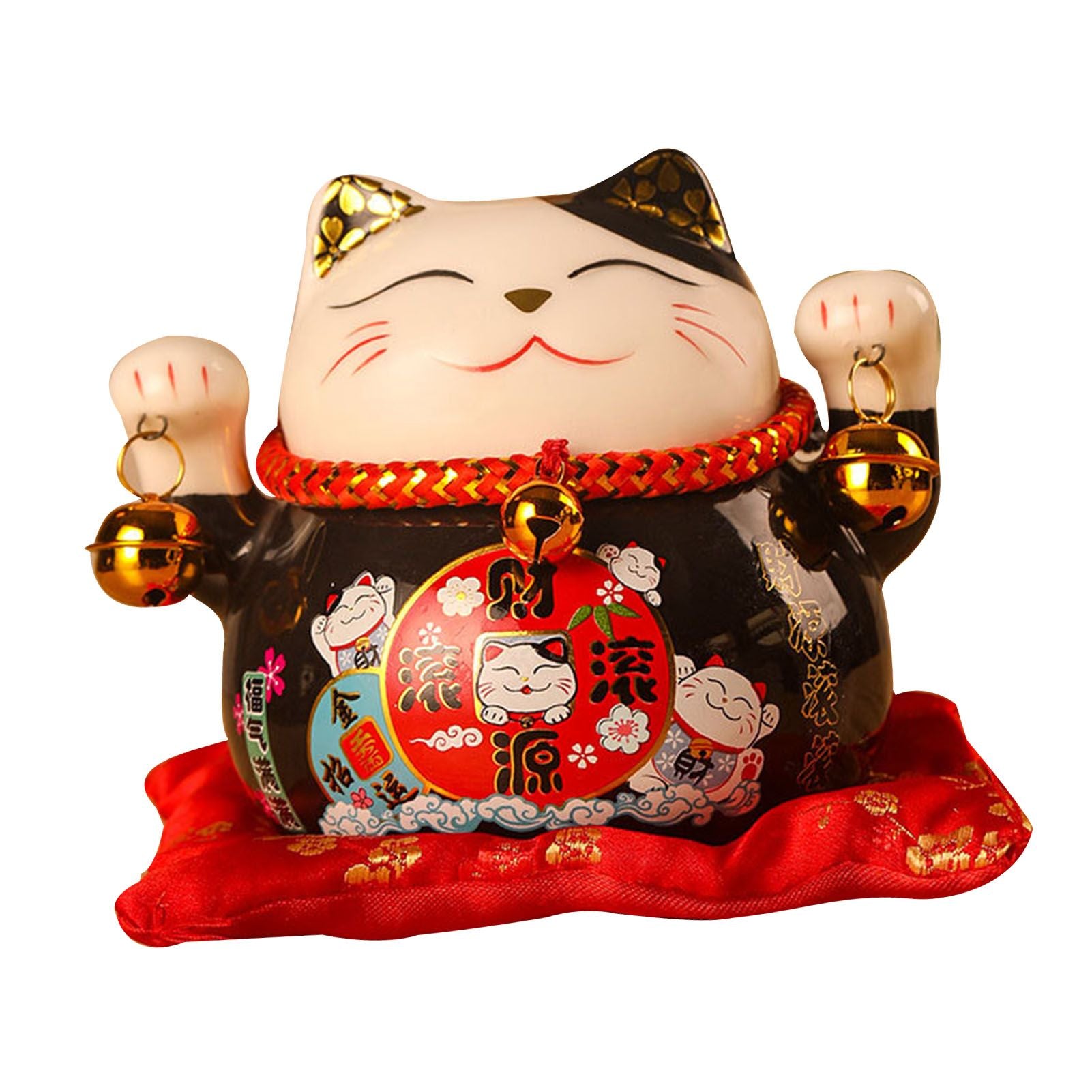 Lucky Cat Coin Bank 4.5in Exquisite Cute Bring Luck Good Wish Ceramic Fortune Cat Saving Pot Desk Decoration Black