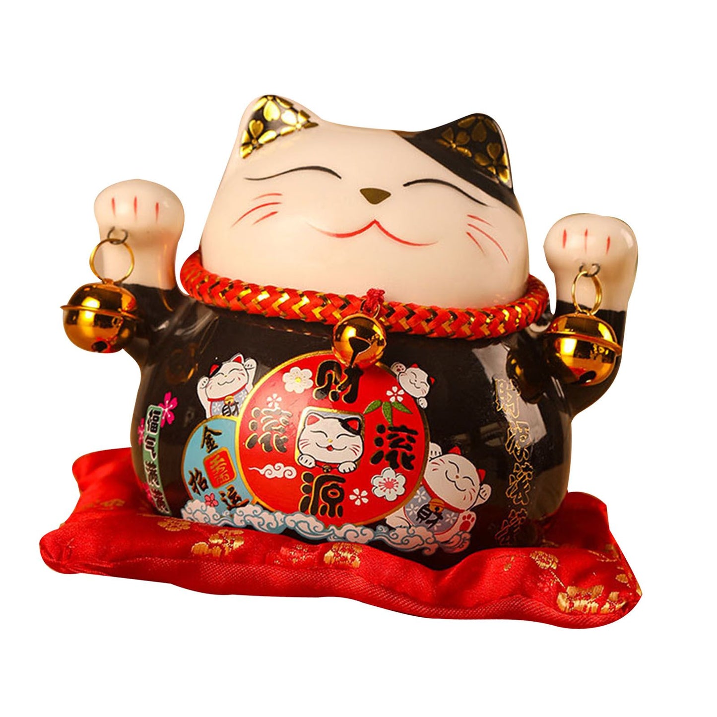 Lucky Cat Coin Bank 4.5in Exquisite Cute Bring Luck Good Wish Ceramic Fortune Cat Saving Pot Desk Decoration Black