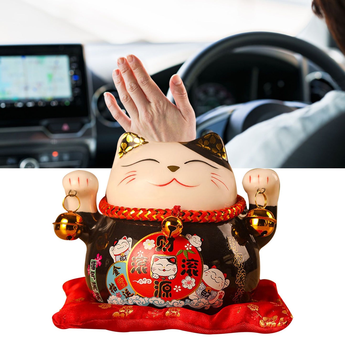 Lucky Cat Coin Bank 4.5in Exquisite Cute Bring Luck Good Wish Ceramic Fortune Cat Saving Pot Desk Decoration Black