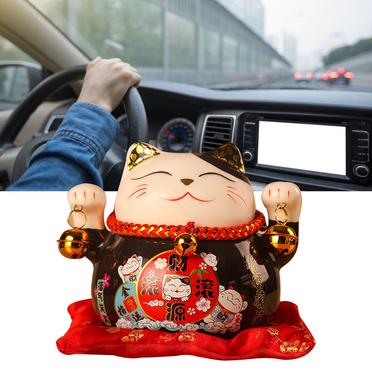 Lucky Cat Coin Bank 4.5in Exquisite Cute Bring Luck Good Wish Ceramic Fortune Cat Saving Pot Desk Decoration Black