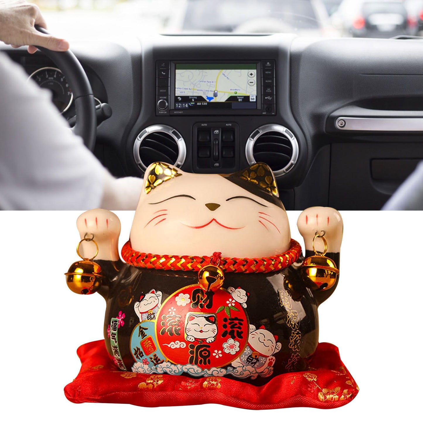 Lucky Cat Coin Bank 4.5in Exquisite Cute Bring Luck Good Wish Ceramic Fortune Cat Saving Pot Desk Decoration Black