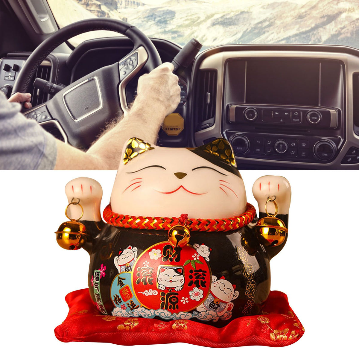 Lucky Cat Coin Bank 4.5in Exquisite Cute Bring Luck Good, Black