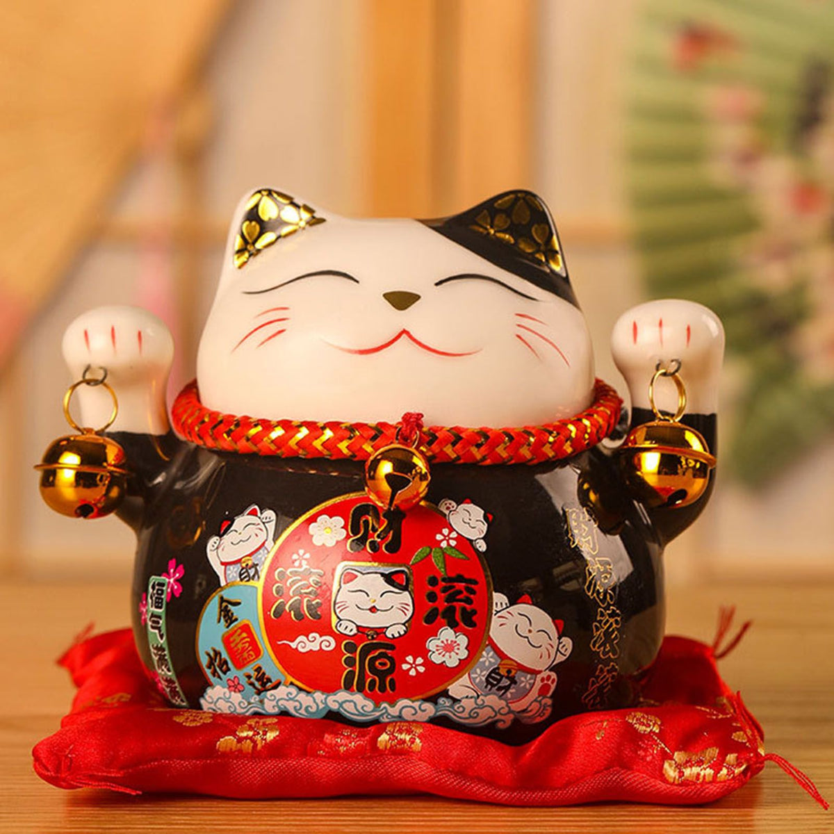 Lucky Cat Coin Bank 4.5in Exquisite Cute Bring Luck Good, Black