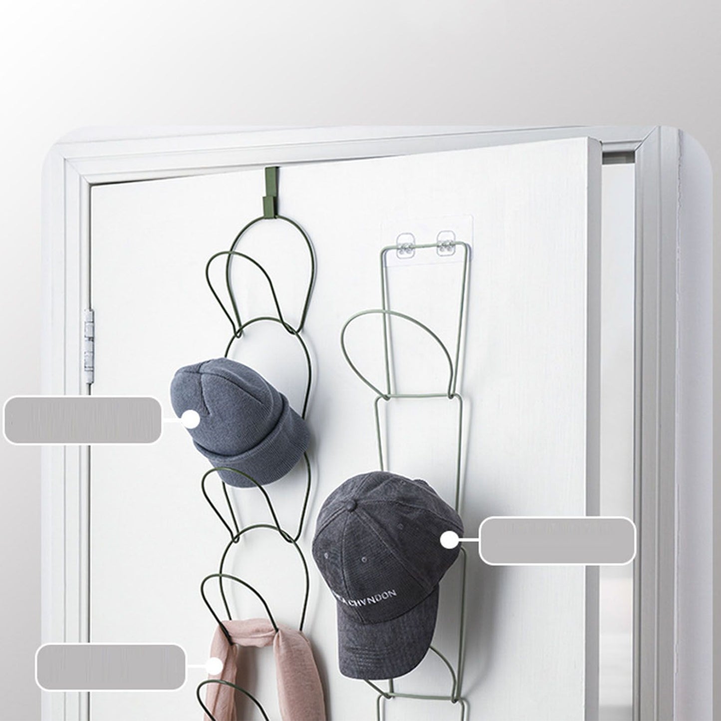 5Pcs Hat Rack Iron Punching Free Multi Layer Multifunctional Space Saving Hat Hanger Holder Black