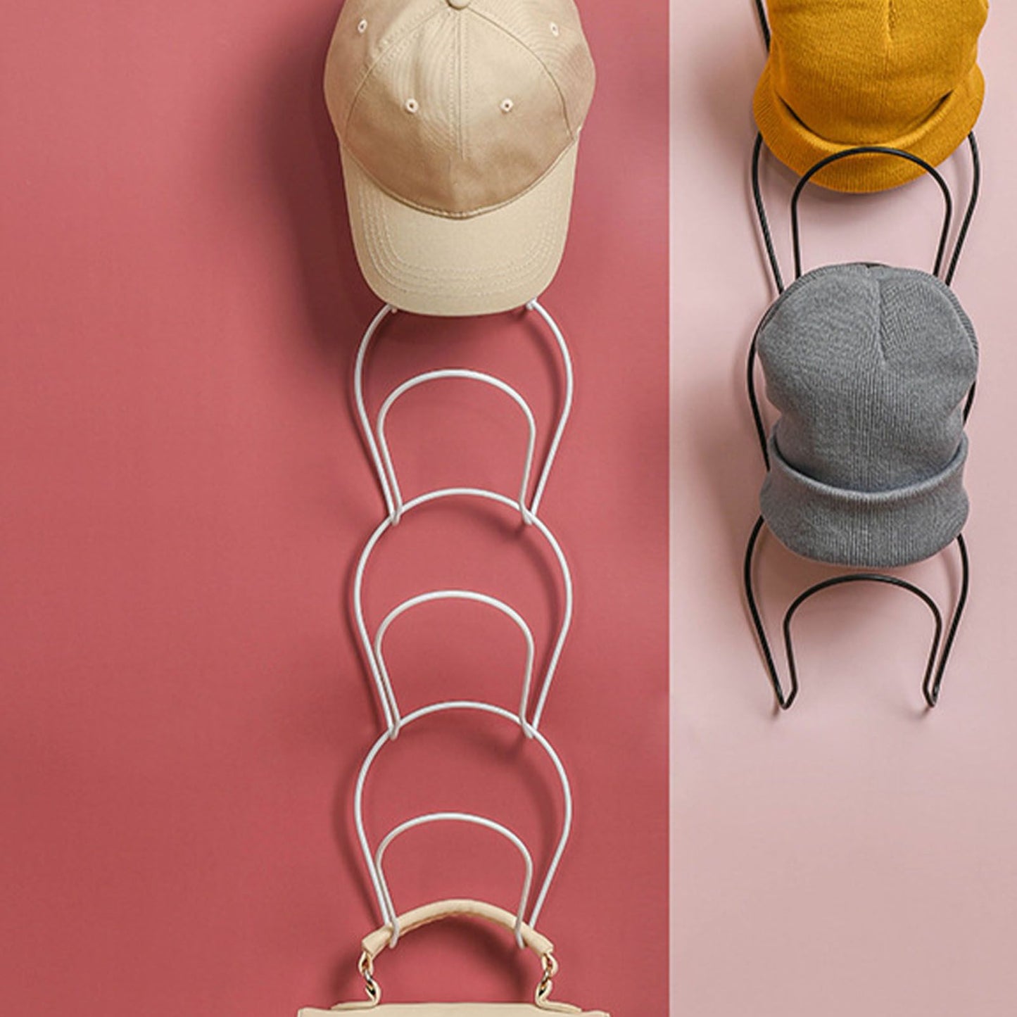 5Pcs Hat Rack Iron Punching Free Multi Layer Multifunctional Space Saving Hat Hanger Holder White