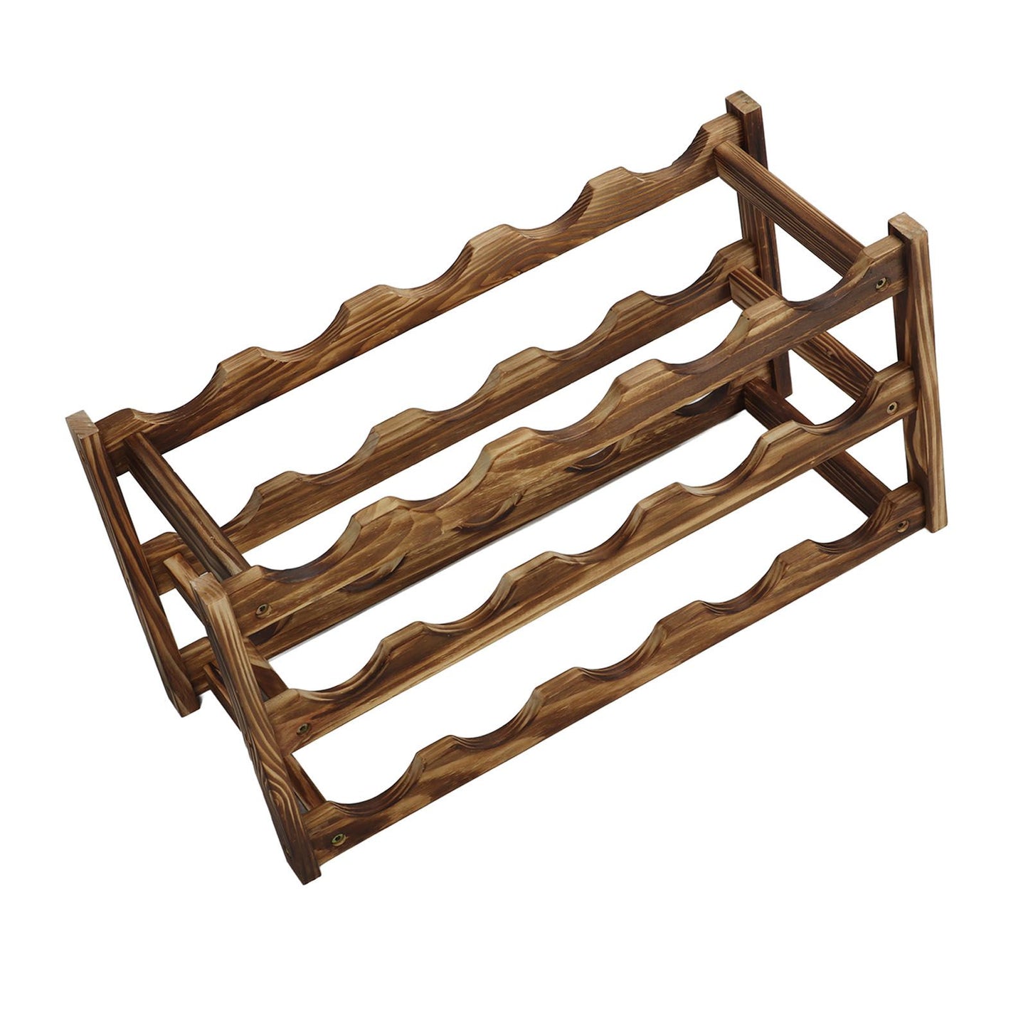 Wine Rack Pine Wood Wine Bottle Storage Shelf Display Organizer Decor for Countertop Home 3 Layer 15 Bottles Capacity