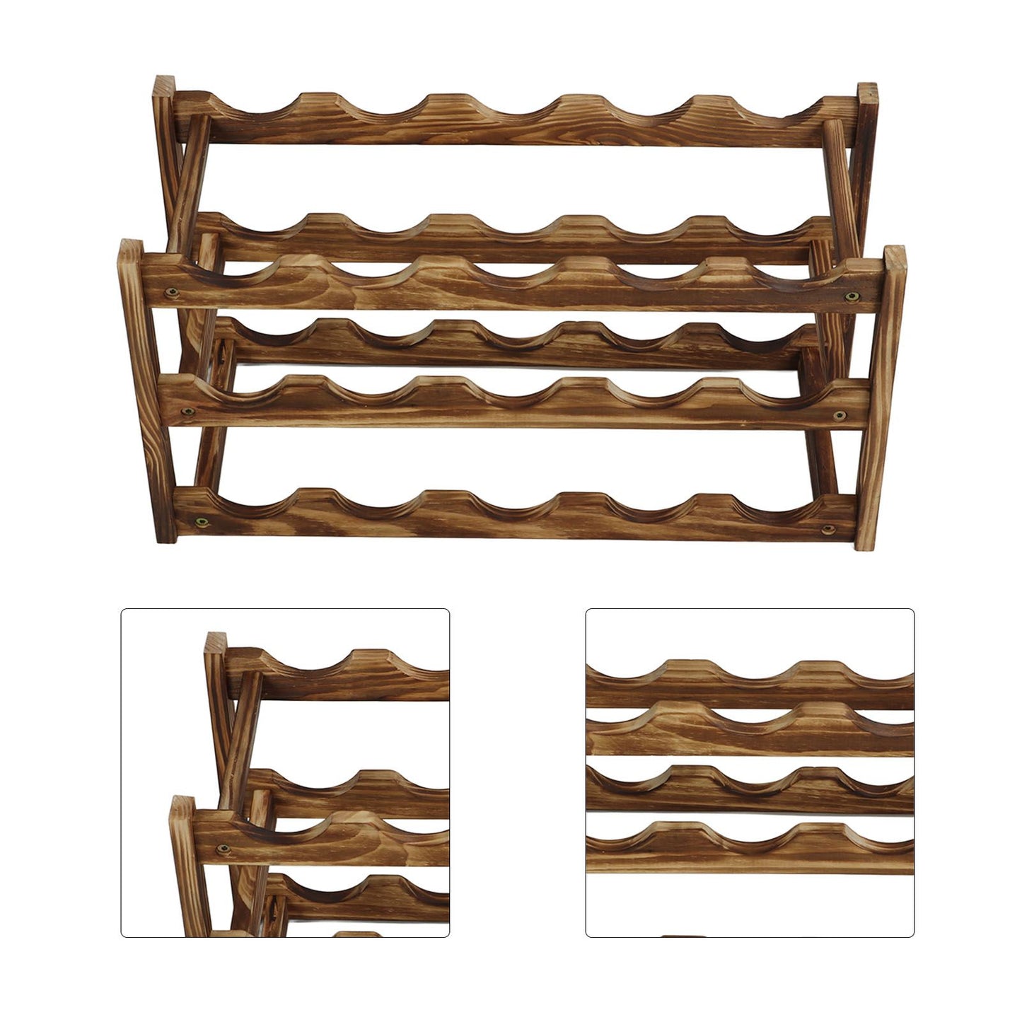 Wine Rack Pine Wood Wine Bottle Storage Shelf Display Organizer Decor for Countertop Home 3 Layer 15 Bottles Capacity