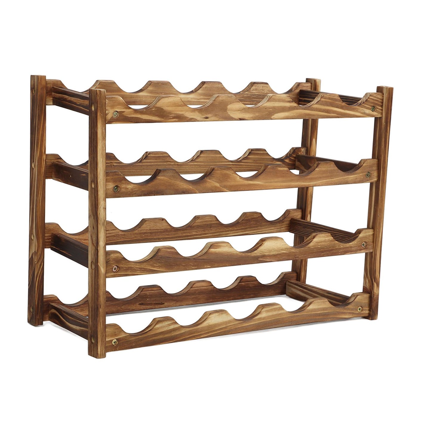 Wine Rack Pine Wood Wine Bottle Storage Shelf Display Organizer Decor for Countertop Home 4 Layer 20 Bottles Capacity