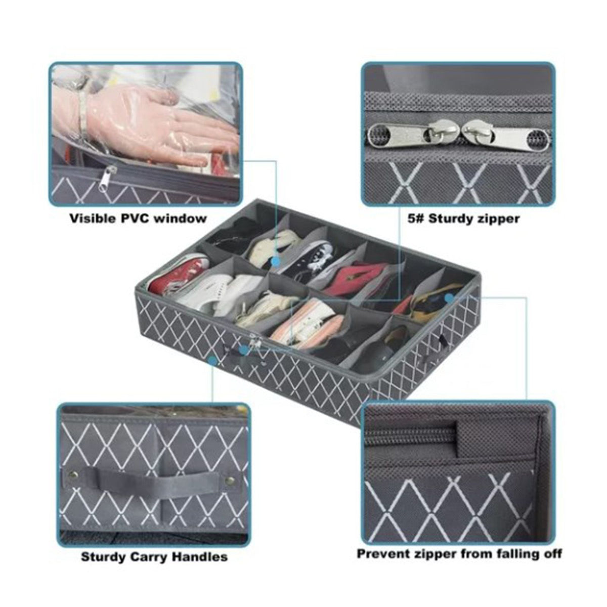 Underbed Storage Containers Adjustable Foldable Under Bed, Black