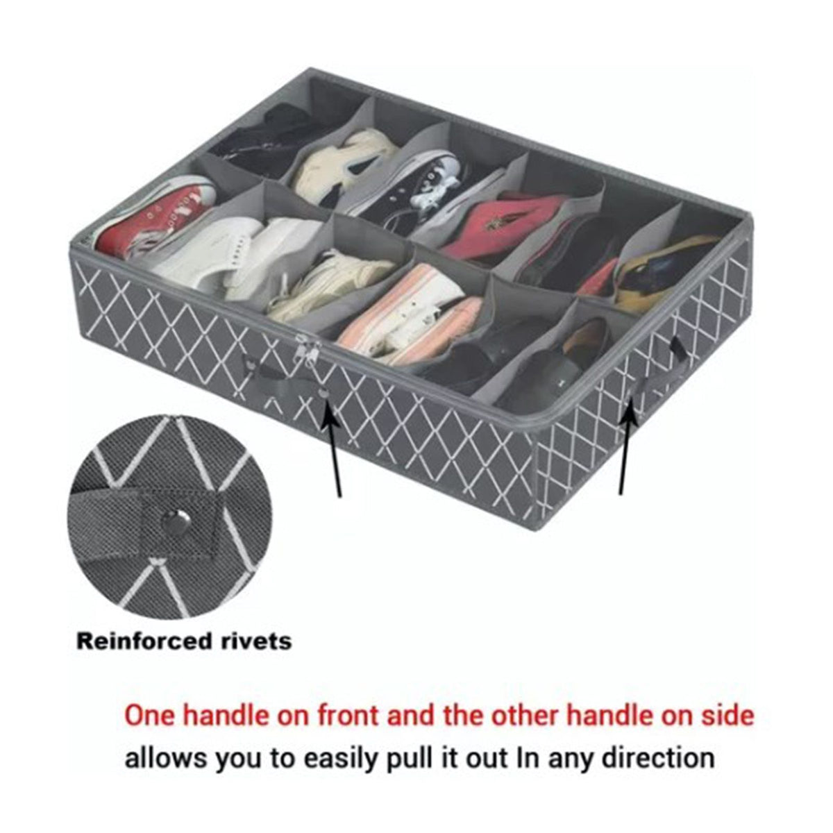 Underbed Storage Containers Adjustable Foldable Under Bed, Black