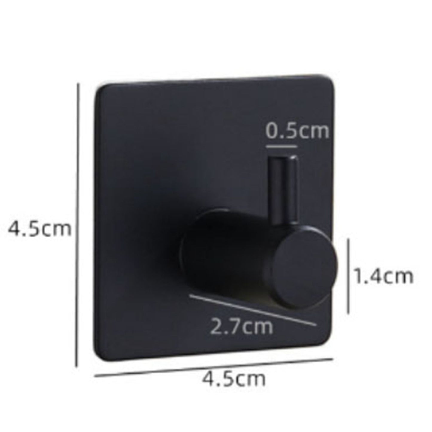 4PCS Clothes Hooks Strong Adhesive Wall Hook 304 Stainless Steel Hanging Hooks Black Square
