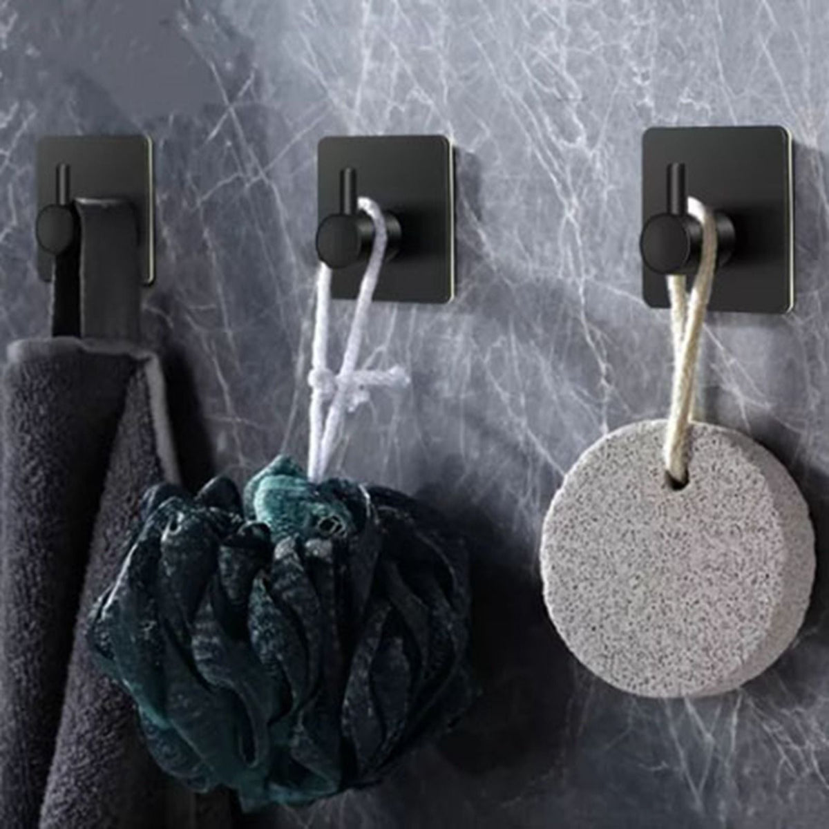 4PCS Clothes Hooks Strong Adhesive Wall Hook 304 Stainless, Black