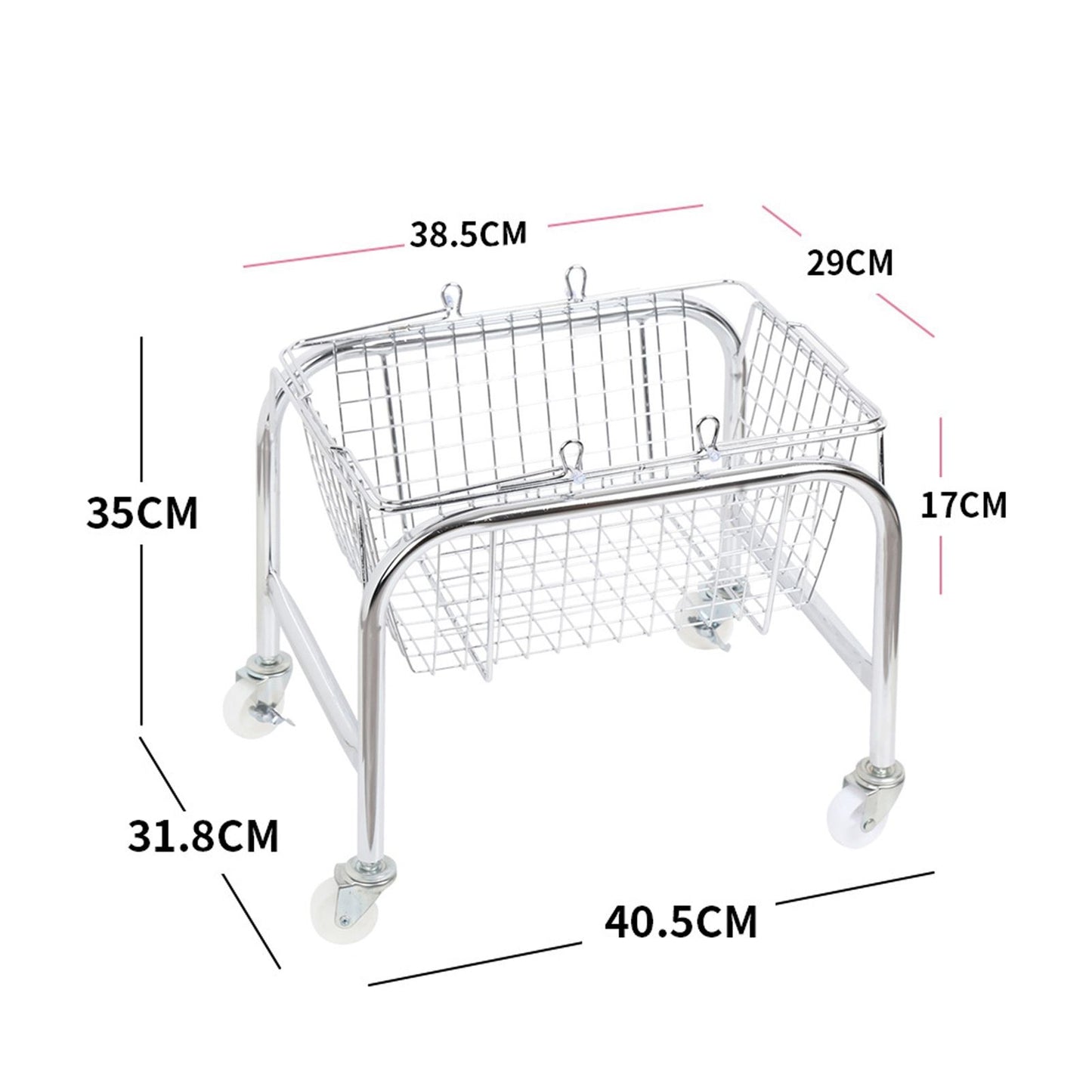 Storage Basket Convenient High Load Bearing Capacity for Bedroom Kitchen Dormitory Supplies Plastic Rolling Wheel + Storage Basket