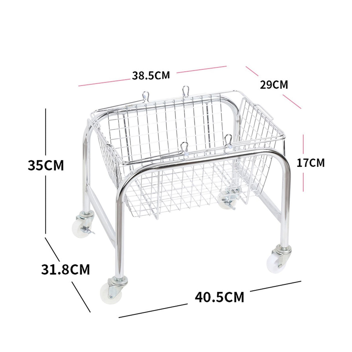 Storage Basket Convenient High Load Bearing Capacity for Bedroom Kitchen Dormitory Supplies Plastic Rolling Wheel + Storage Basket