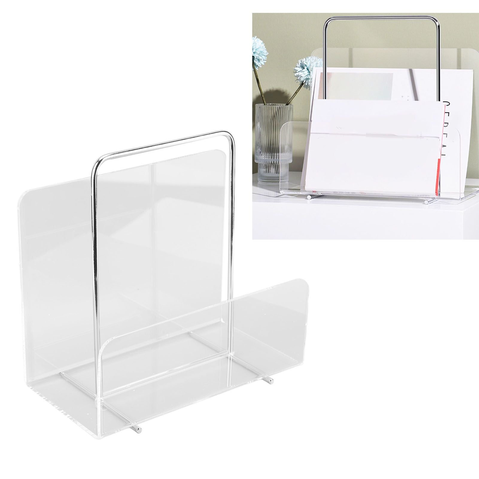 Acrylic Magazine Rack Transparent Acrylic File Book Holder for Office Organization Storage Decoration Reception