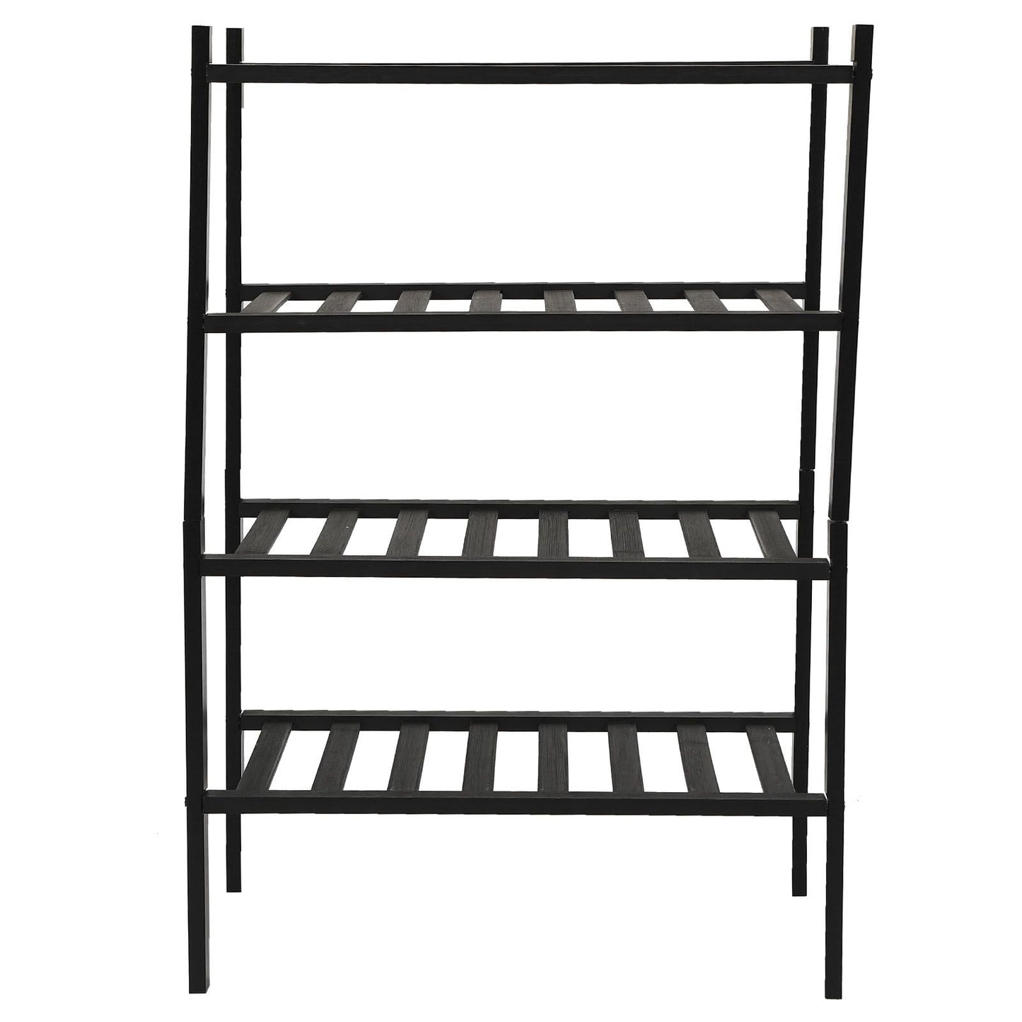 Bamboo Shoe Rack Stackable Shoe Shelf Storage Organizer for Closet Entryway Hallway Bathroom Living Room Black 4 Layer