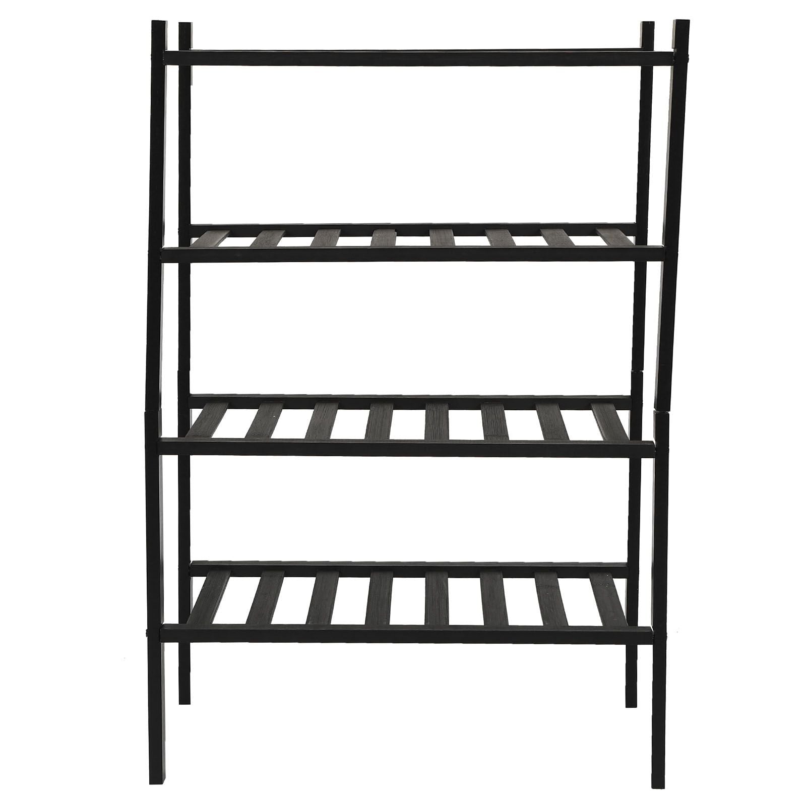 Bamboo Shoe Rack Stackable Shoe Shelf Storage Organizer for Closet Entryway Hallway Bathroom Living Room Black 4 Layer