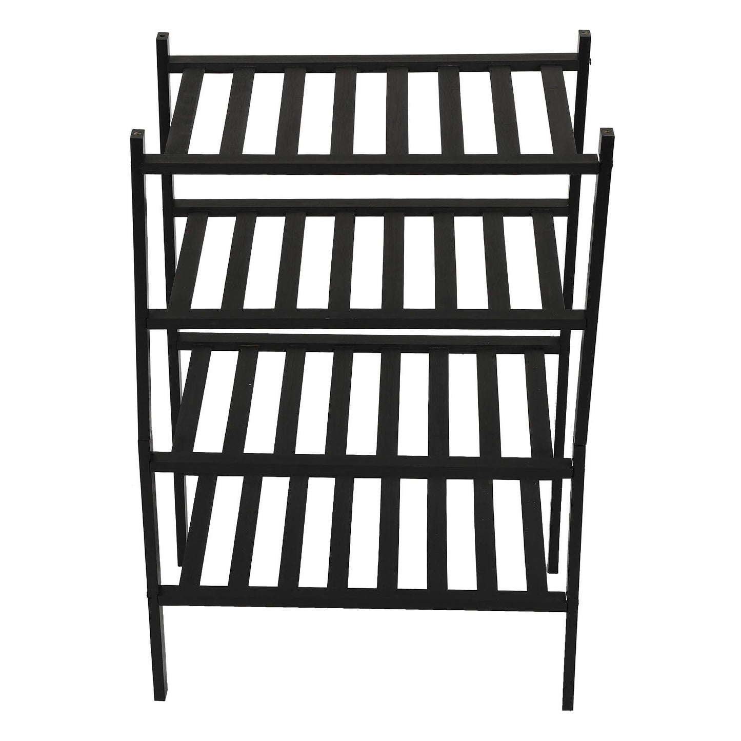 Bamboo Shoe Rack Stackable Shoe Shelf Storage Organizer for Closet Entryway Hallway Bathroom Living Room Black 4 Layer
