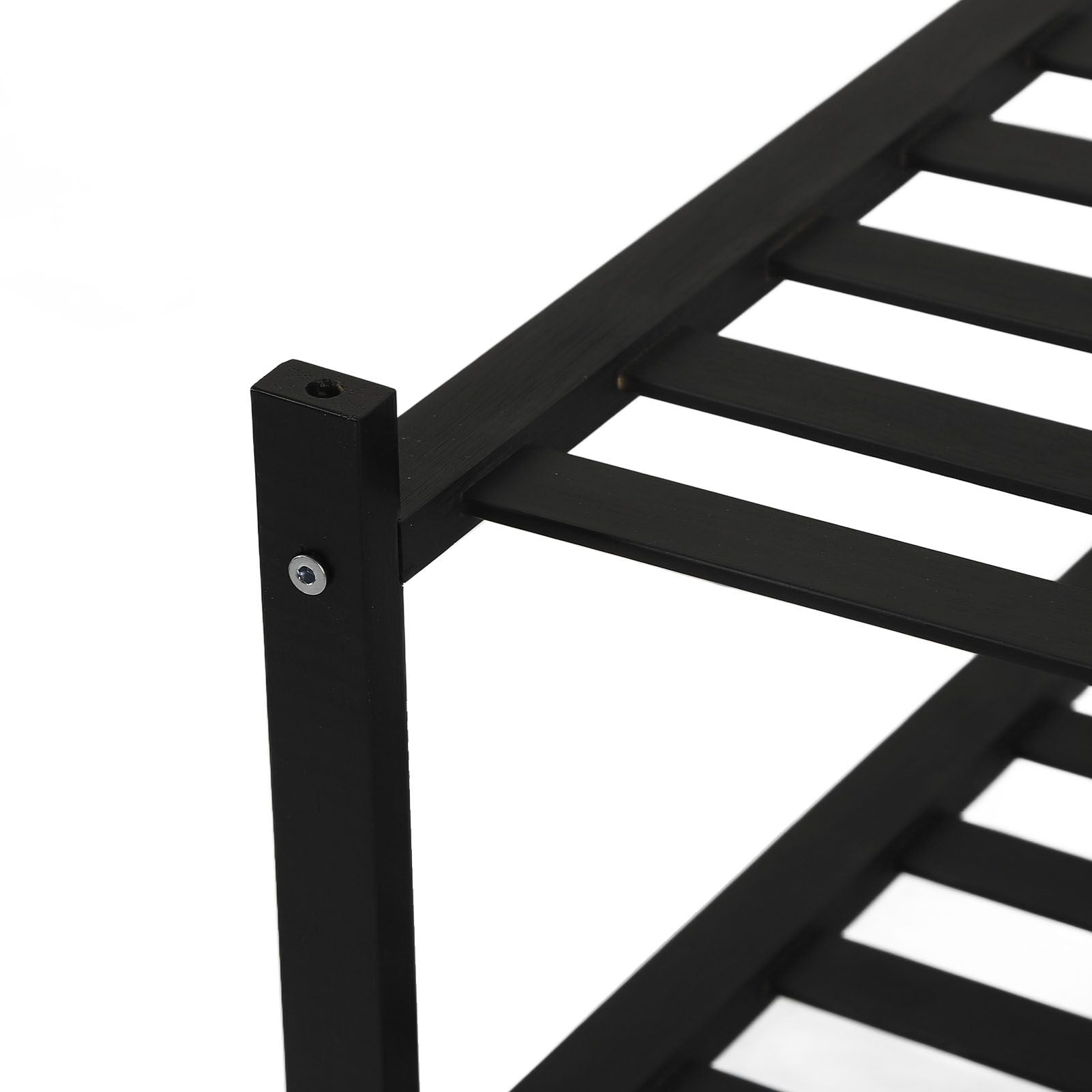 Bamboo Shoe Rack Stackable Shoe Shelf Storage Organizer for Closet Entryway Hallway Bathroom Living Room Black 4 Layer