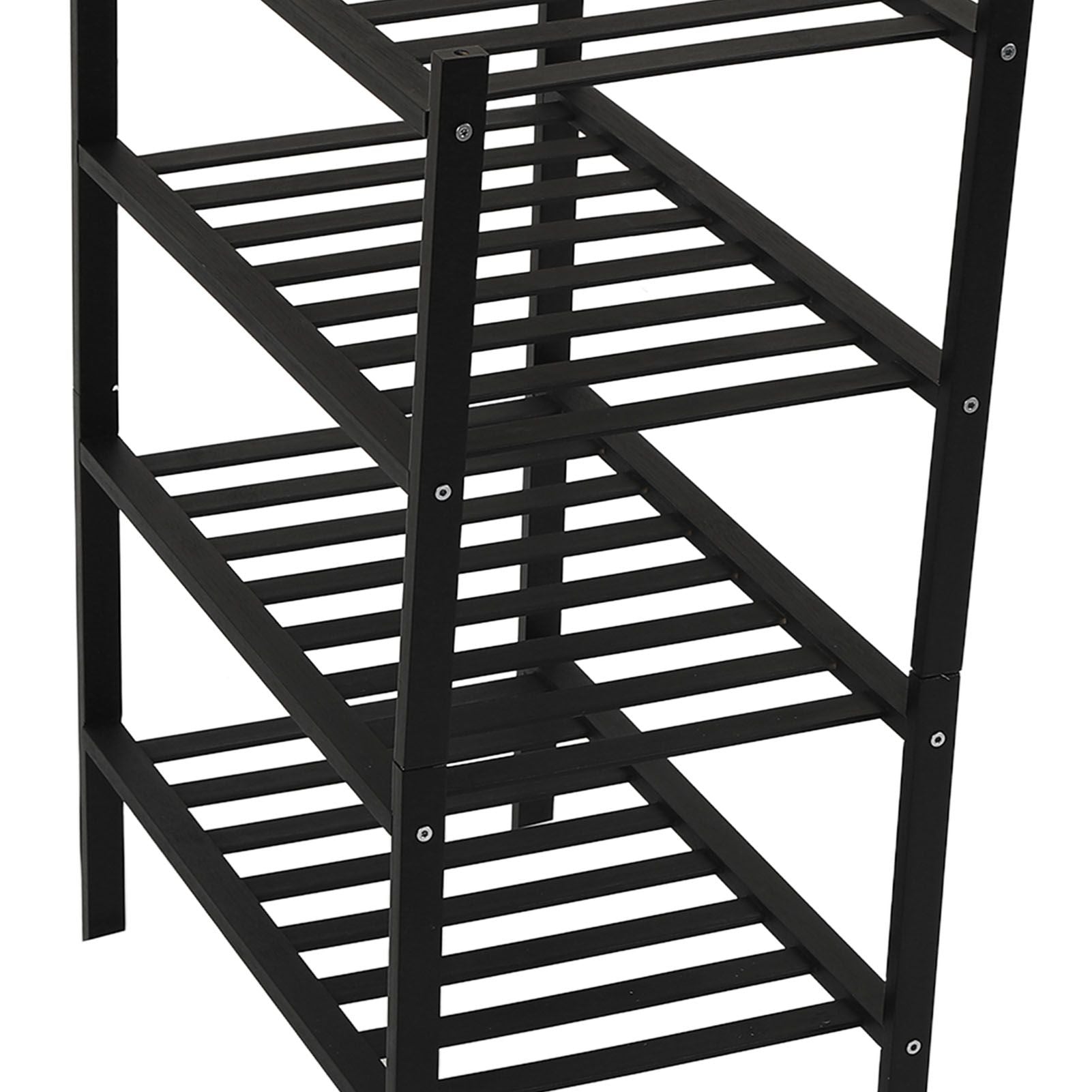 Bamboo Shoe Rack Stackable Shoe Shelf Storage Organizer for Closet Entryway Hallway Bathroom Living Room Black 4 Layer