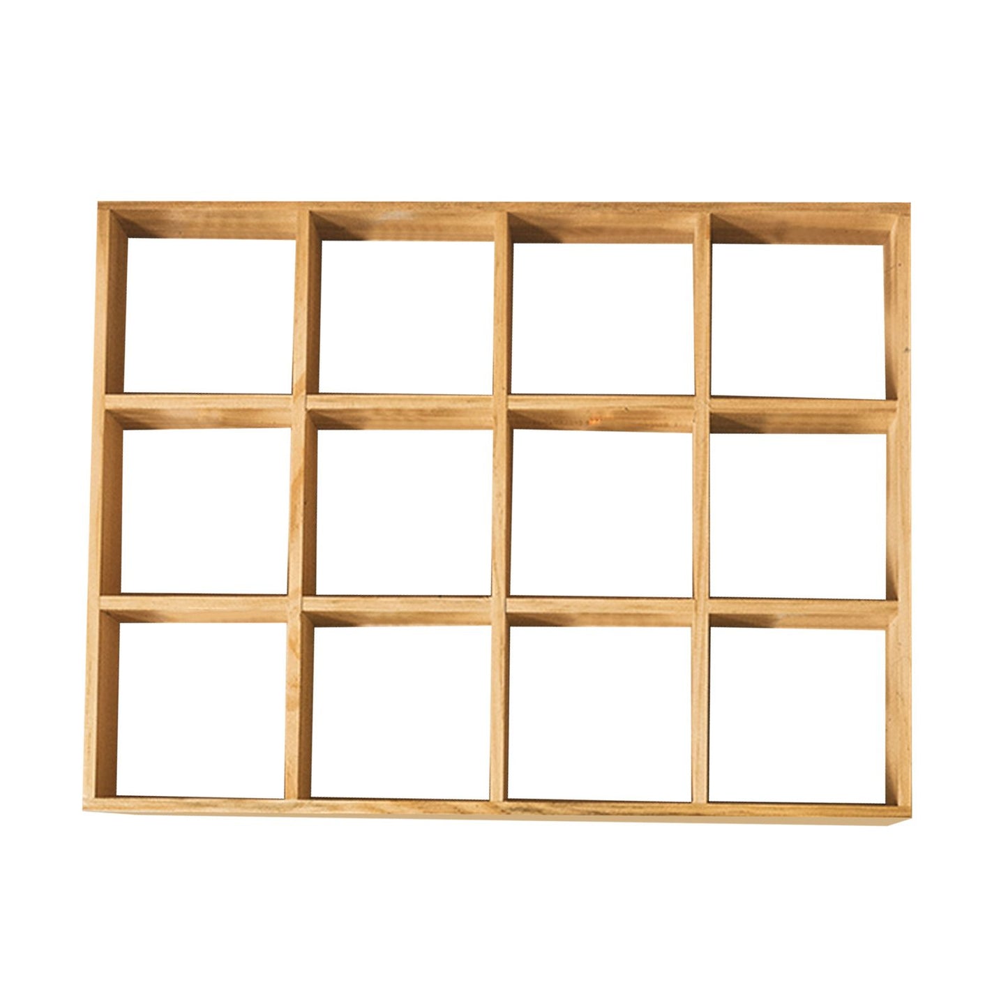 12 Grids Action Figure Wooden Storage Shelf Figure Wood Shadow Box Shelf Organizer for Bedroom Living Room Study Without Back Plate