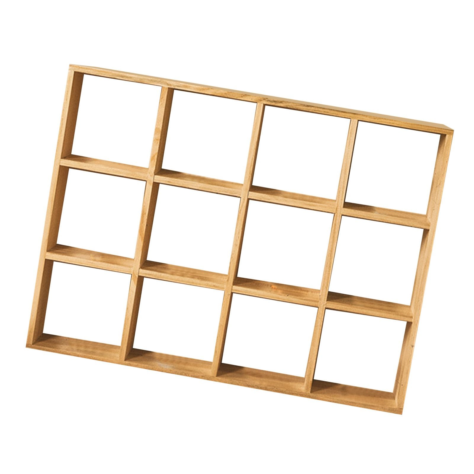 12 Grids Action Figure Wooden Storage Shelf Figure Wood Shadow Box Shelf Organizer for Bedroom Living Room Study Without Back Plate