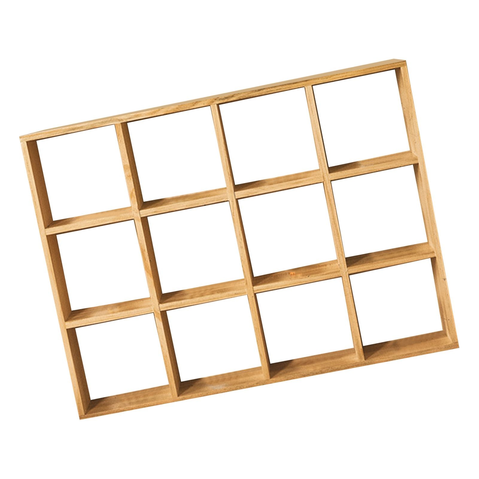 12 Grids Action Figure Wooden Storage Shelf Figure Wood Shadow Box Shelf Organizer for Bedroom Living Room Study Without Back Plate