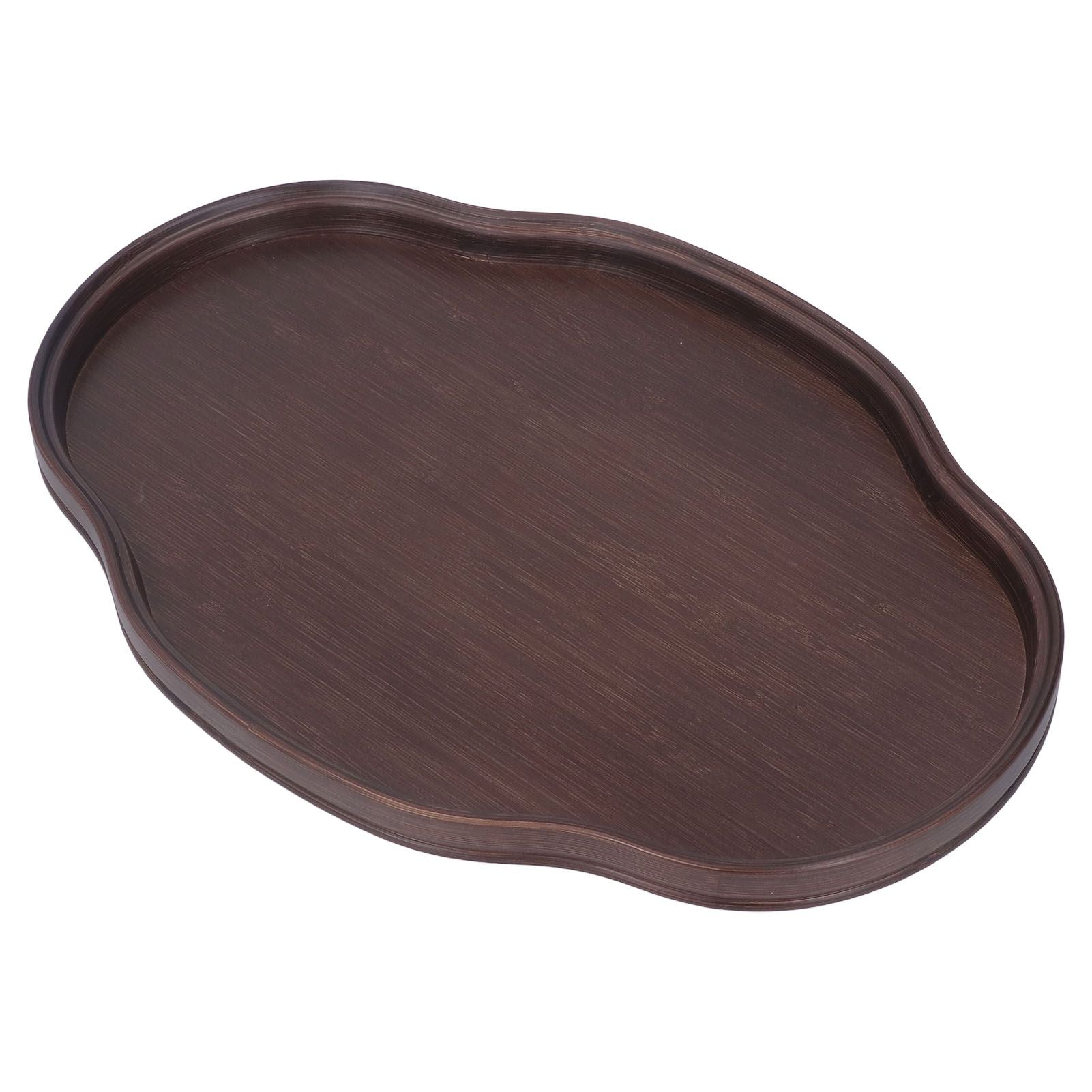 Tea Tray Walnut Color Multifunctional Textured Bamboo Coffee Table Tray for Guest Reception